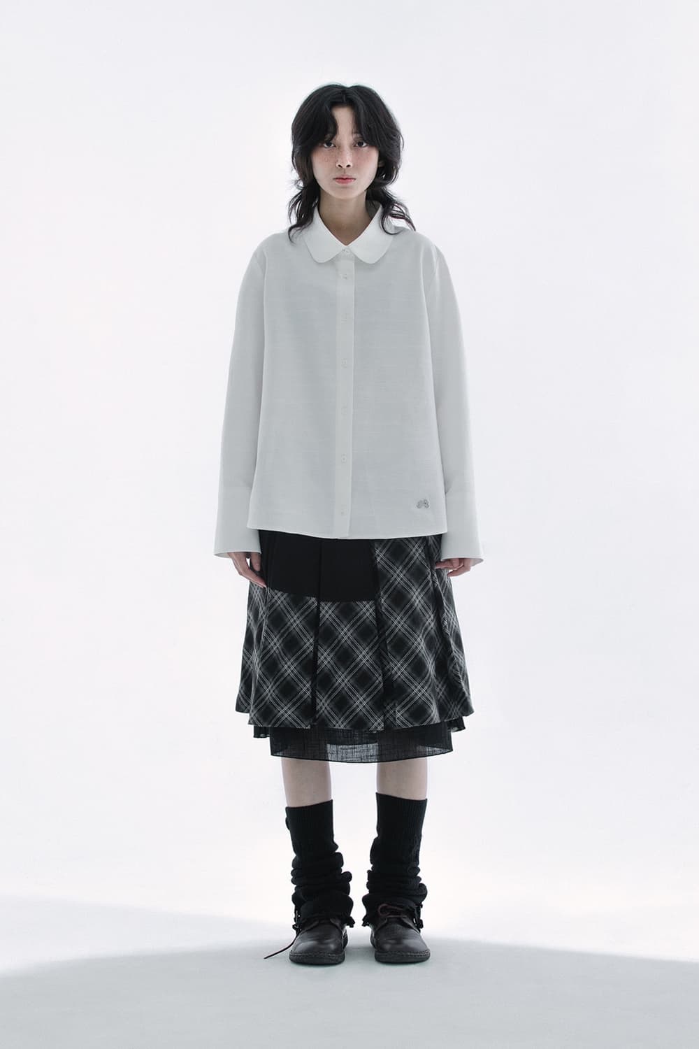 허그유어스킨 Check pleats midi skirt (Black) 상품이미지2