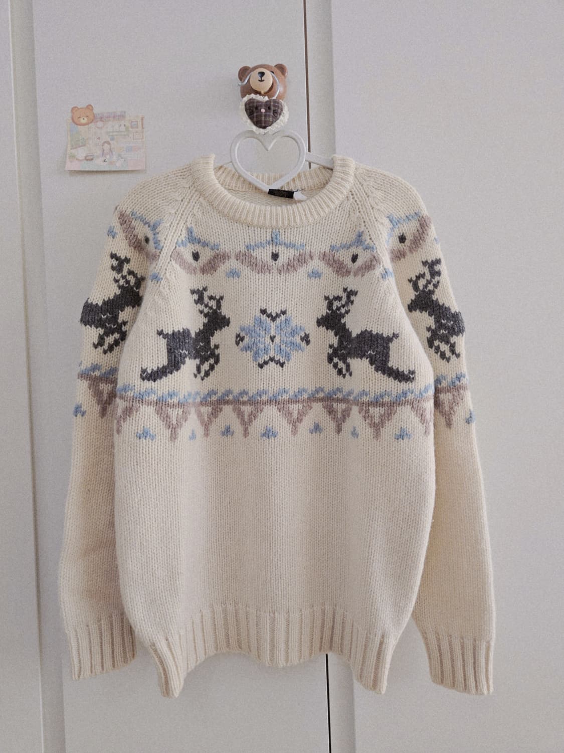 빈티지 아이보리 눈꽃사슴 니트 상품이미지5