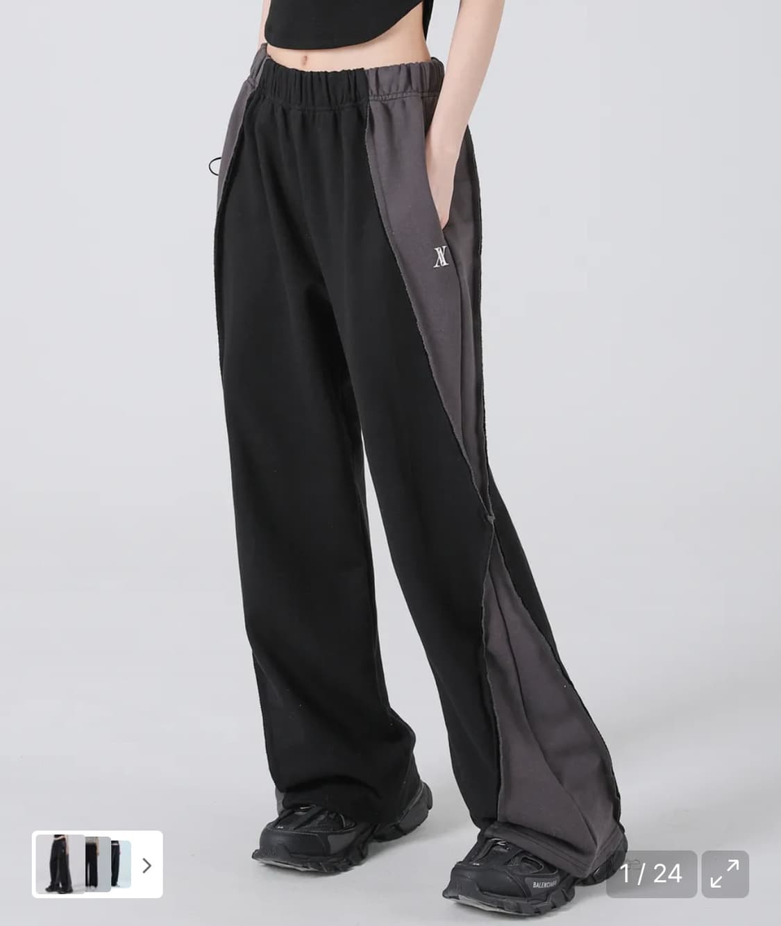어반드레스 옵티컬 사이드 와이드 팬츠 블랙 상품이미지1