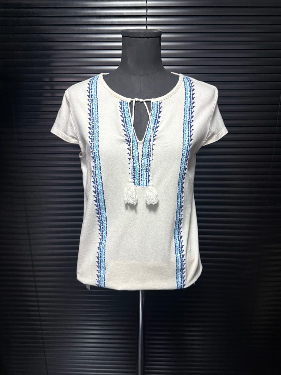 S1 타미힐피거 웨스턴 에스닉 나시 슬리브리스 휴양 프린징 테슬 자수 S 상품이미지1