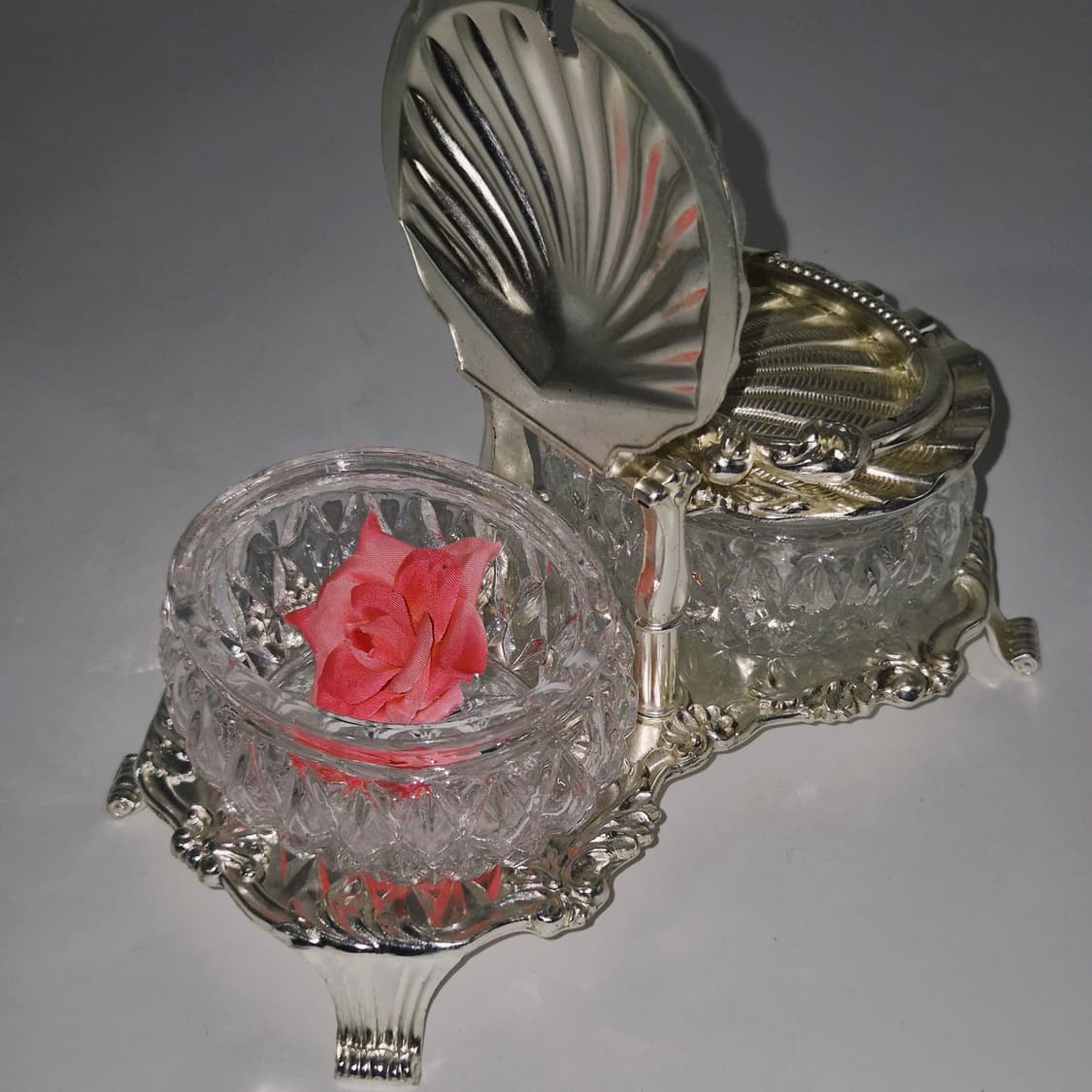 70s 엔틱 셸 무광 실버 크리스탈 슈가 세트 상품이미지9