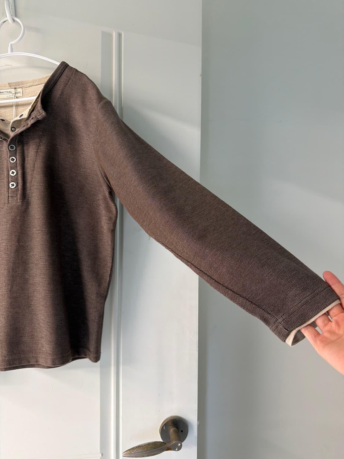 일본빈티지 브라운 레이어드 헨리넥 티셔츠 상품이미지6