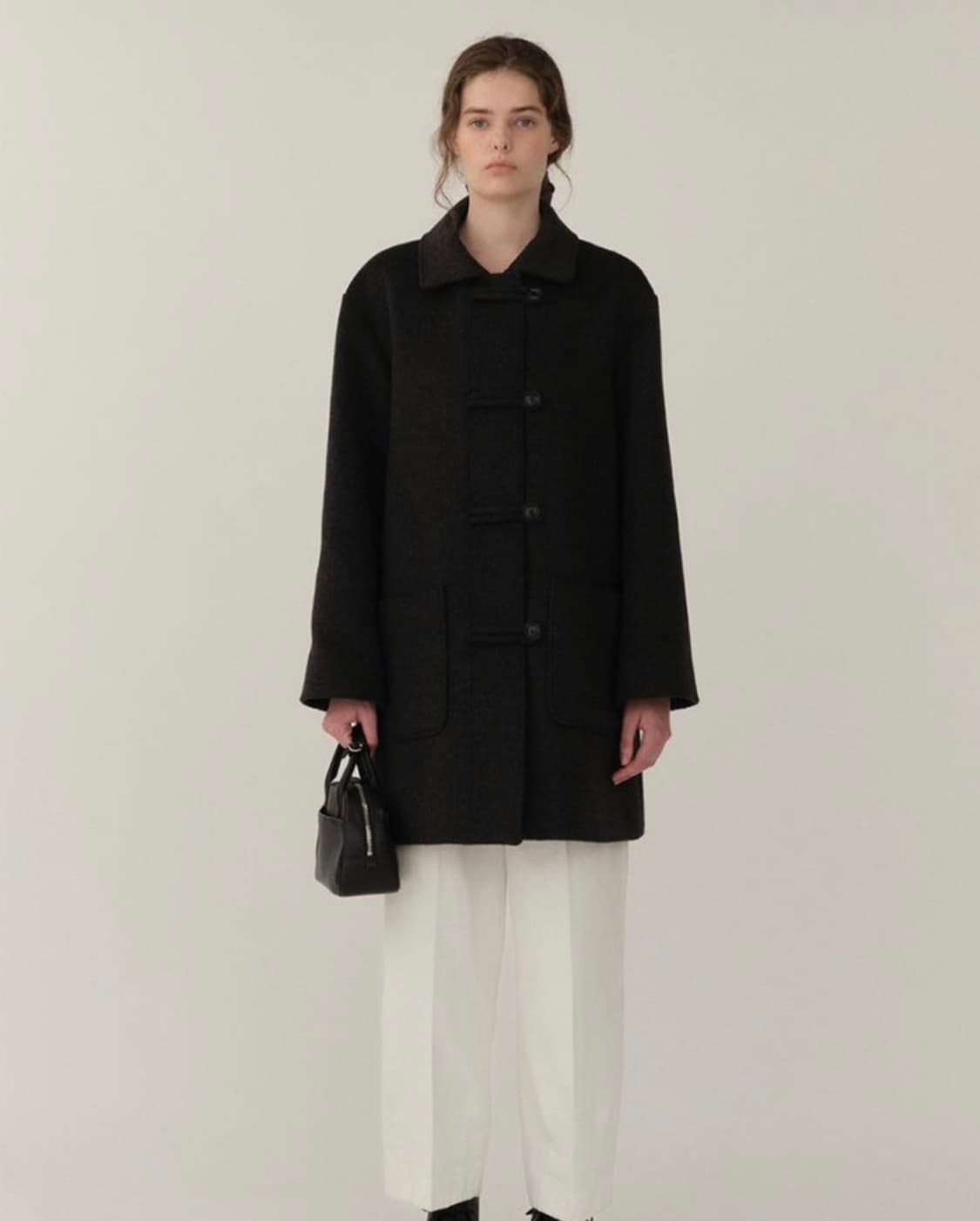 킨더살몬 하프 코트 Alpaca Jeanne Half Coat / 차콜 상품이미지2