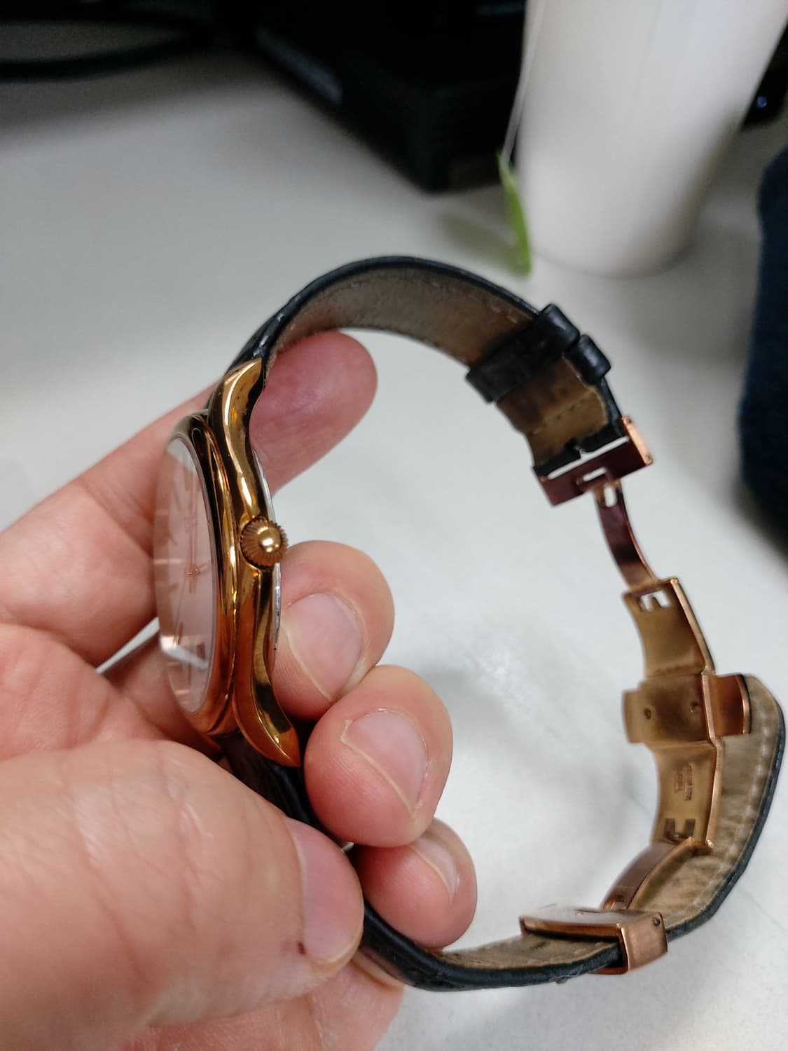 Charmex of Switzerland 금장 가죽 시계 상품이미지2