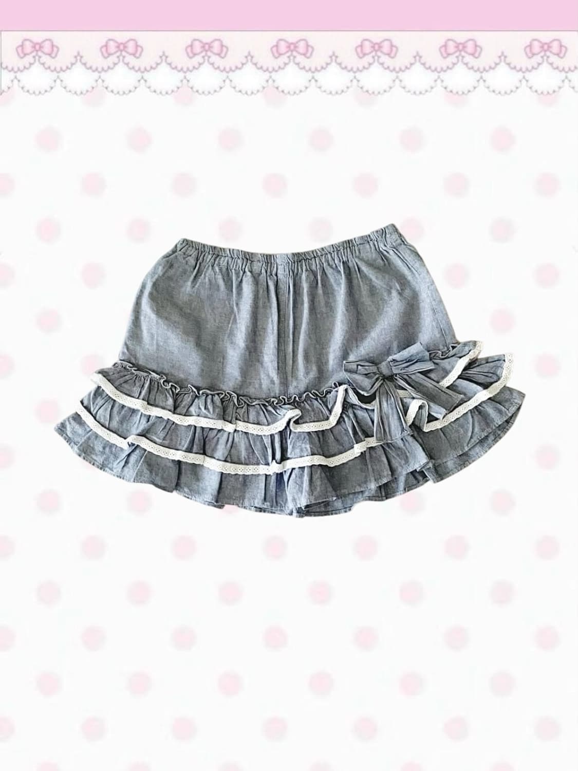 빈티지 프릴 레이스 캉캉 리본 큐롯 스커트 히메갸루 히메카지 상품이미지1