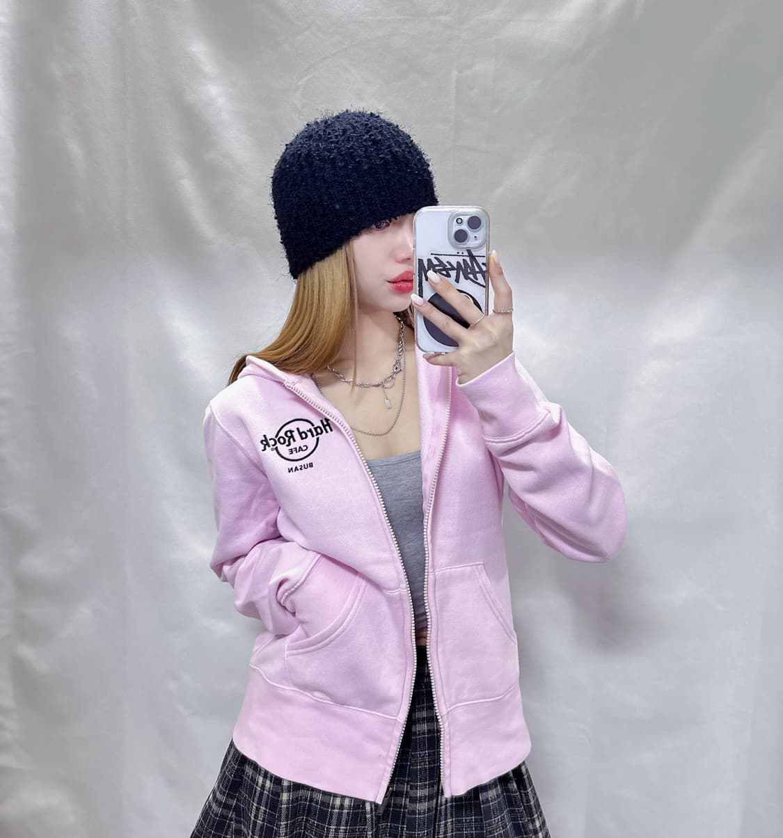 하드락카페 부산 뮤트핑크 후드집업  상품이미지1