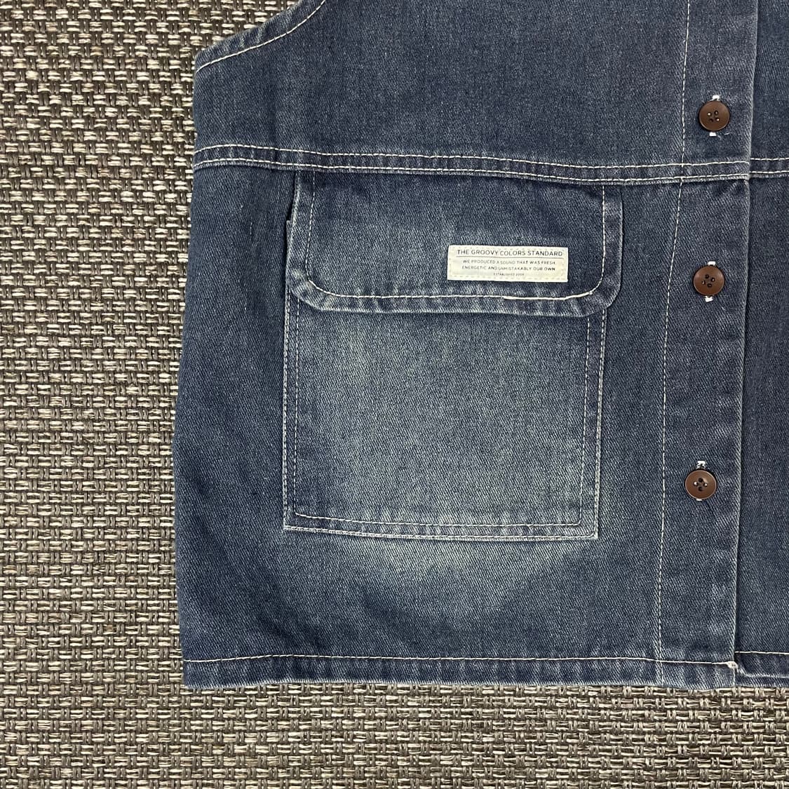 AHUIFUSHI 빈티지 노카라 데님 베스트 XL 상품이미지4