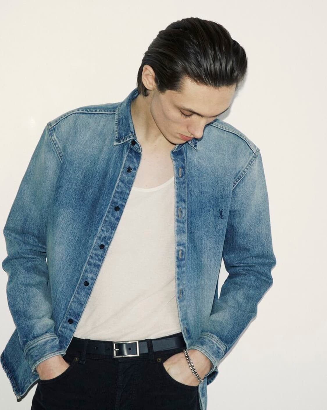 생로랑 / 로고 데님 셔츠 / XL 상품이미지1