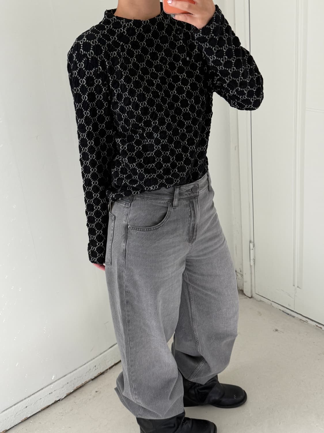 일본빈티지 주름 셔링 블라우스 탑 상품이미지3