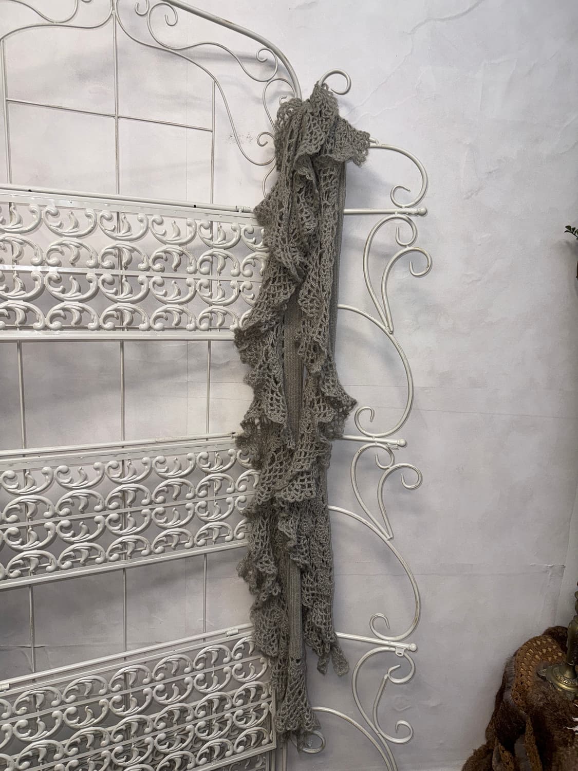Gray grunge crochet maxi knit muffler 상품이미지5