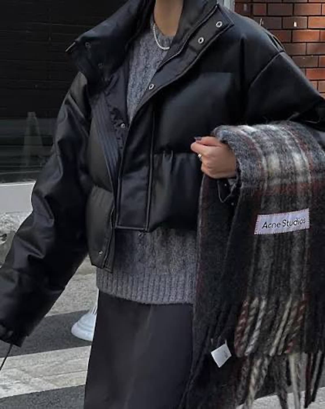 트리밍버드 가죽 패딩 블랙 상품이미지1