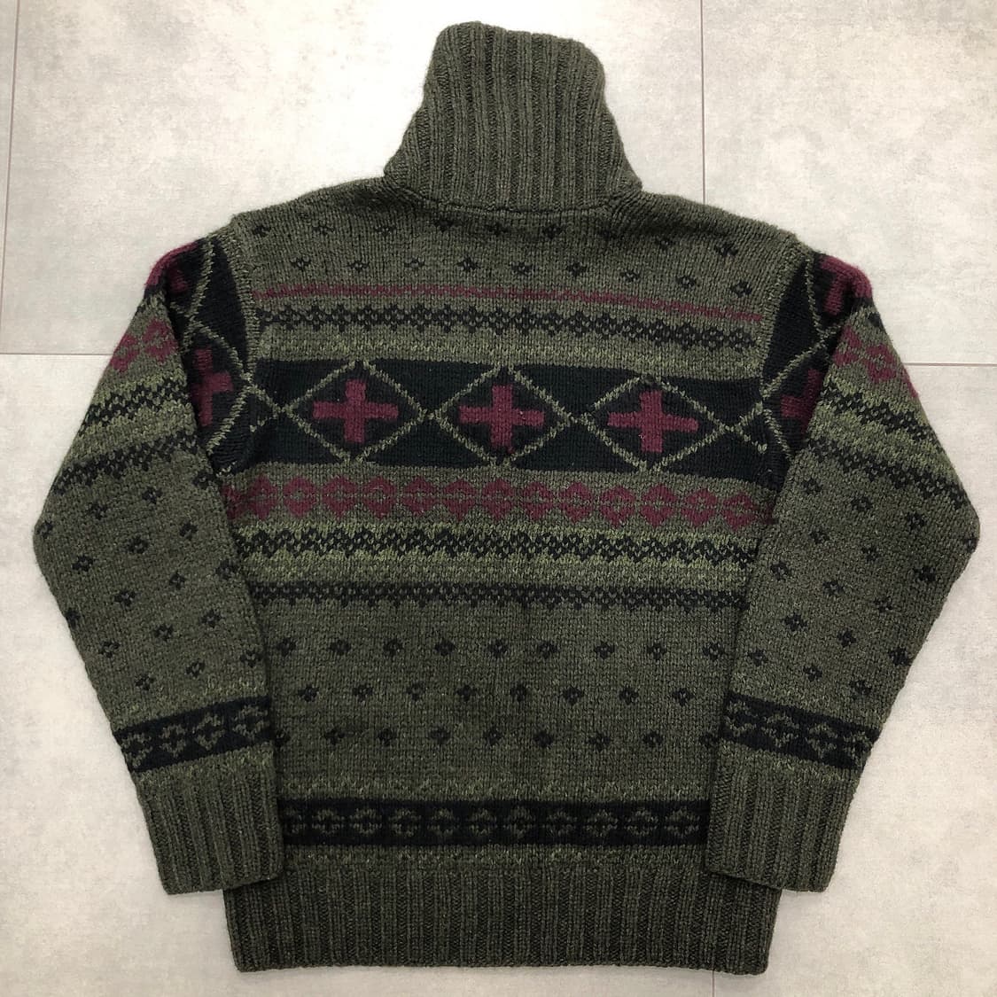 폴로 랄프로렌 핸드니트 울 캐시미어 숄카라 니트 스웨터 M 상품이미지5