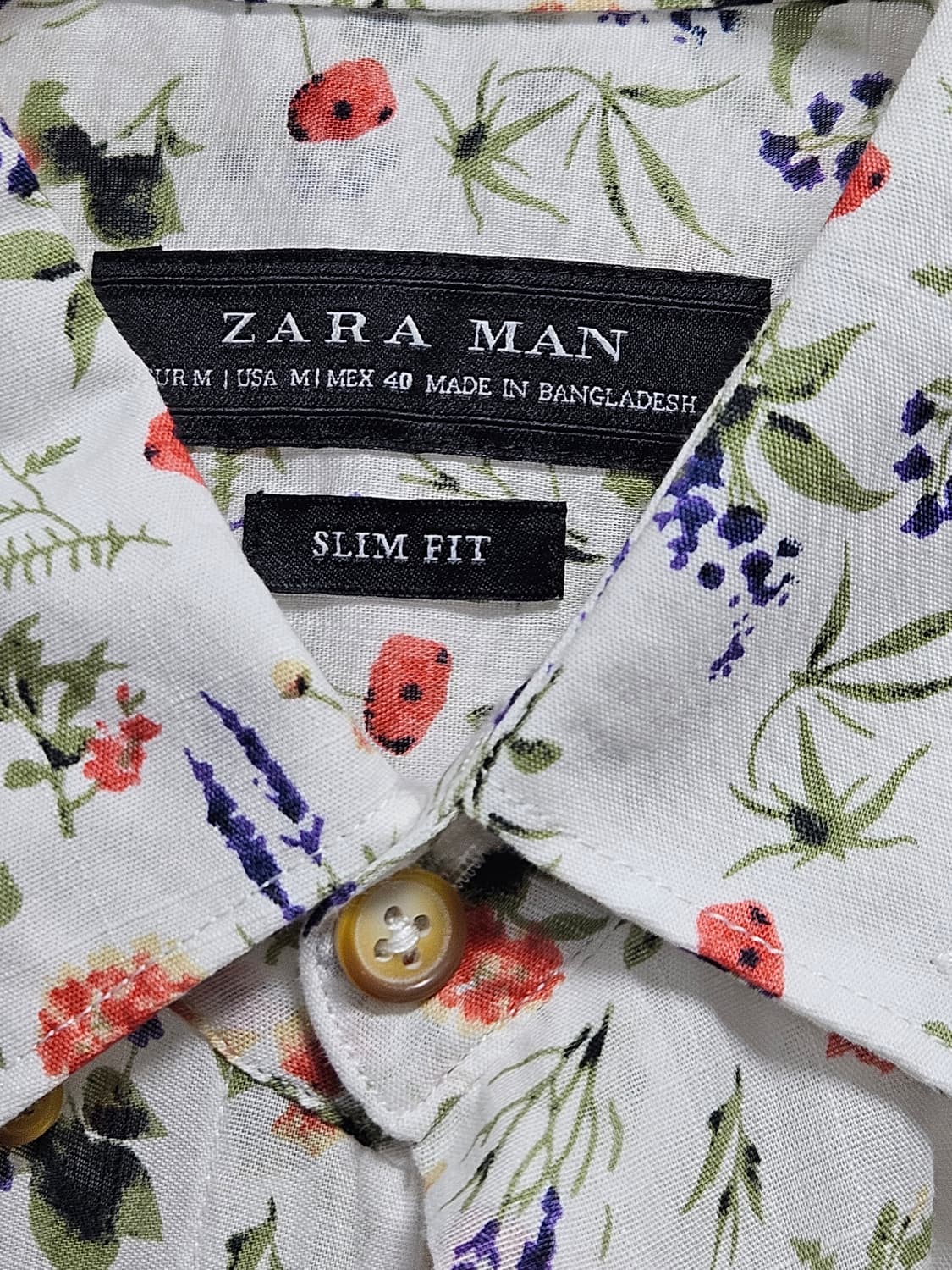 자라 ZARA 꽃무늬 슬림핏 셔츠 M 상품이미지2