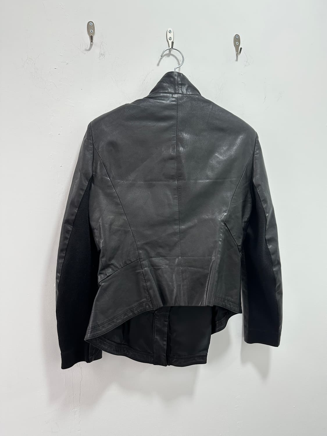 Asymmetric drape leather jacket  상품이미지10