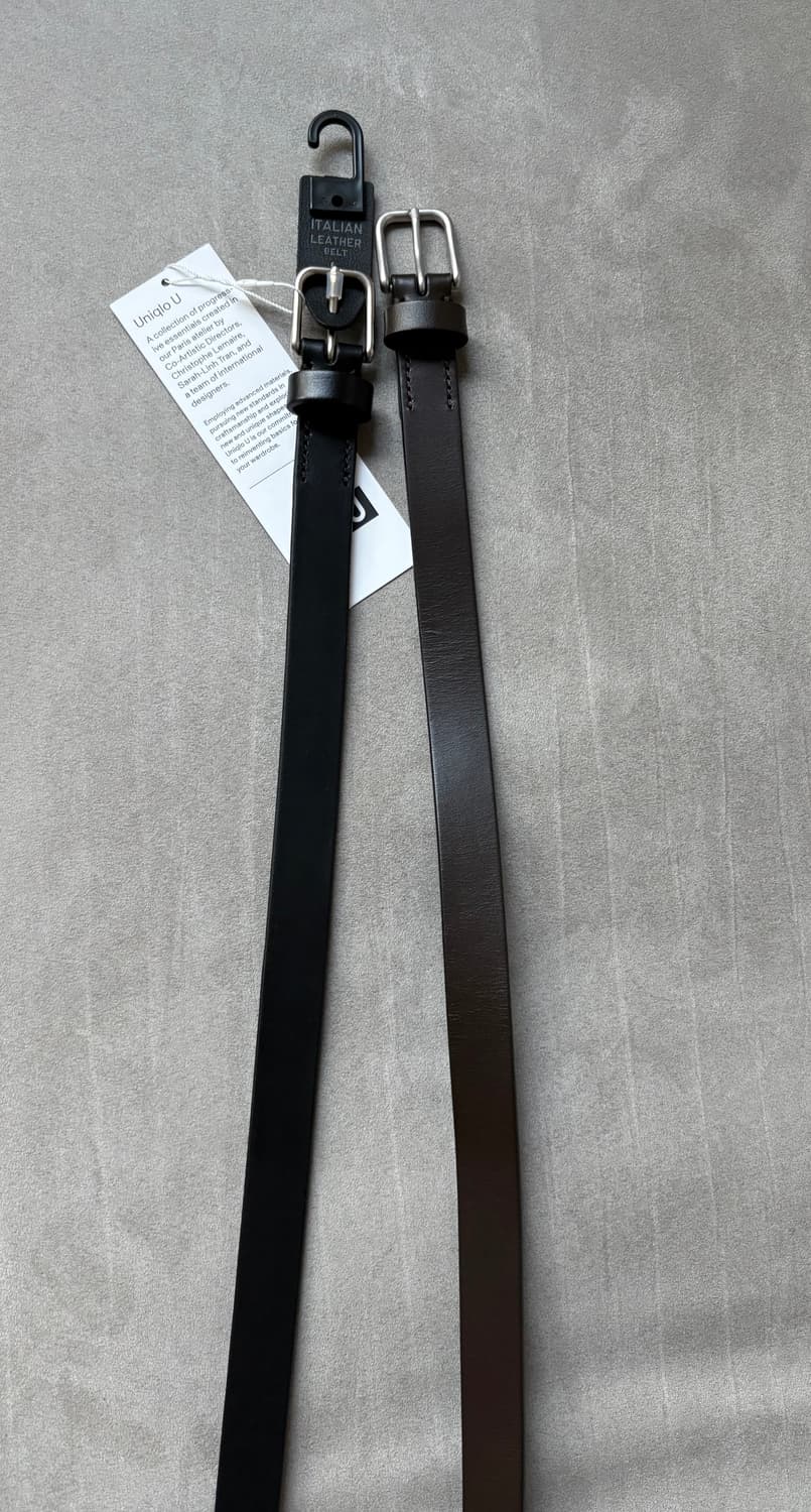 유니클로u 내로우 롱 레더 벨트 블랙,다크브라운/L 상품이미지4
