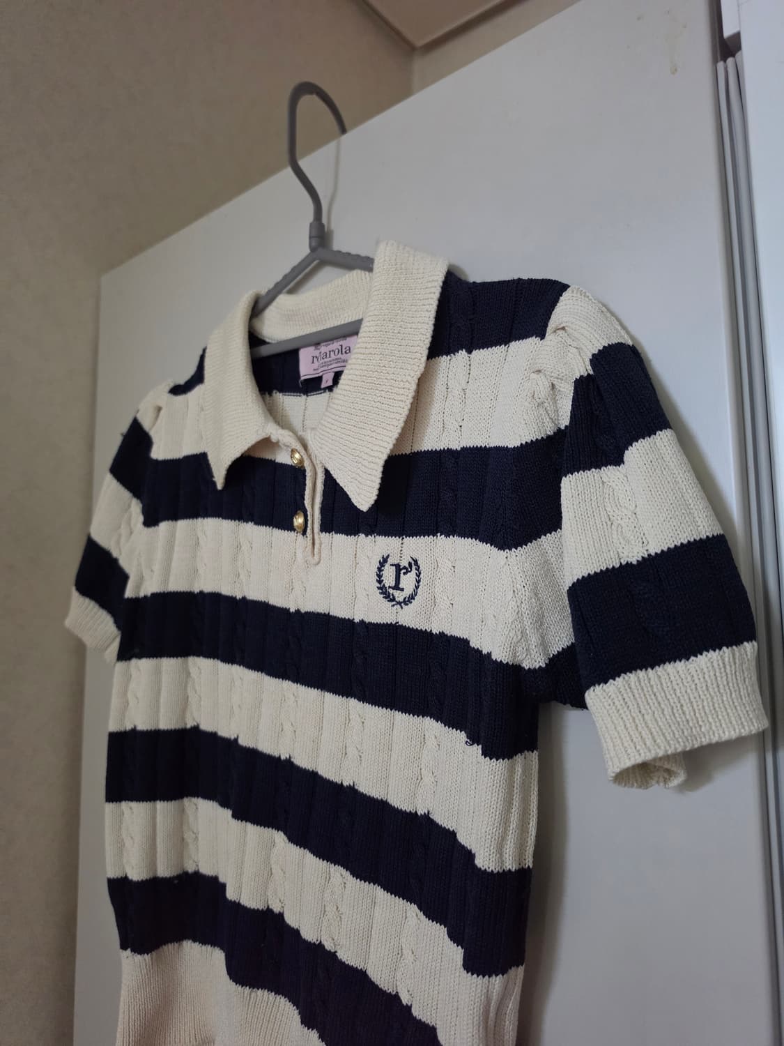 로라로라 스트라이프 케이블 반팔 니트 상품이미지3