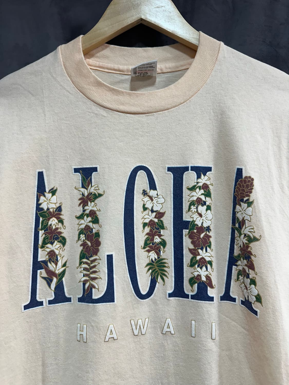 90s 미국산 Anvil ALOHA HAWAII 플라워 프린트 빈티지 M 상품이미지2