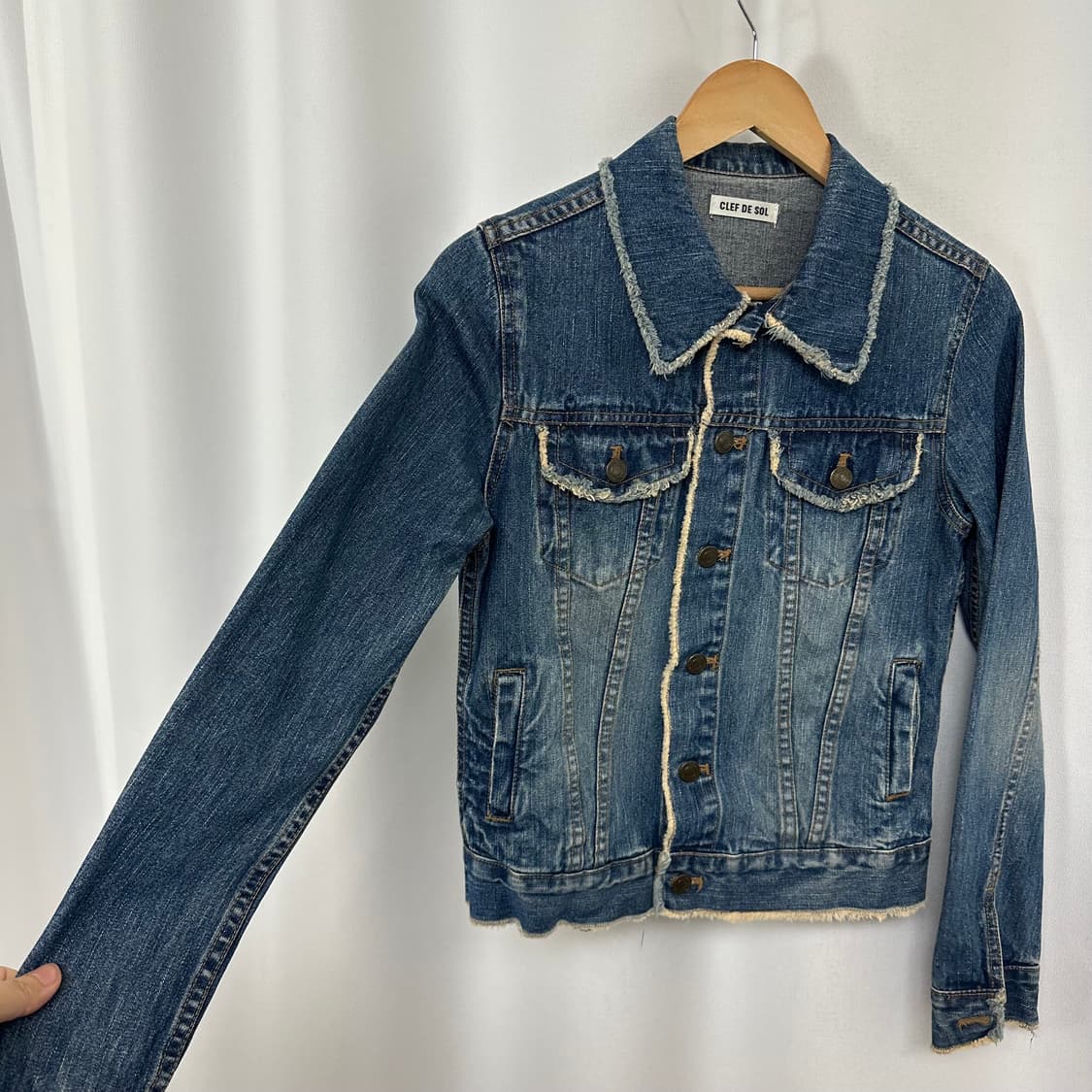  CLEF DE SOL 여자 면 데님 청자켓 M (44추천) 상품이미지4