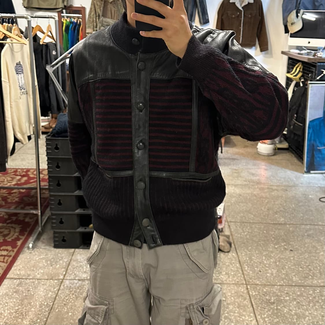 90s Torras 레더 니트 자켓 상품이미지2