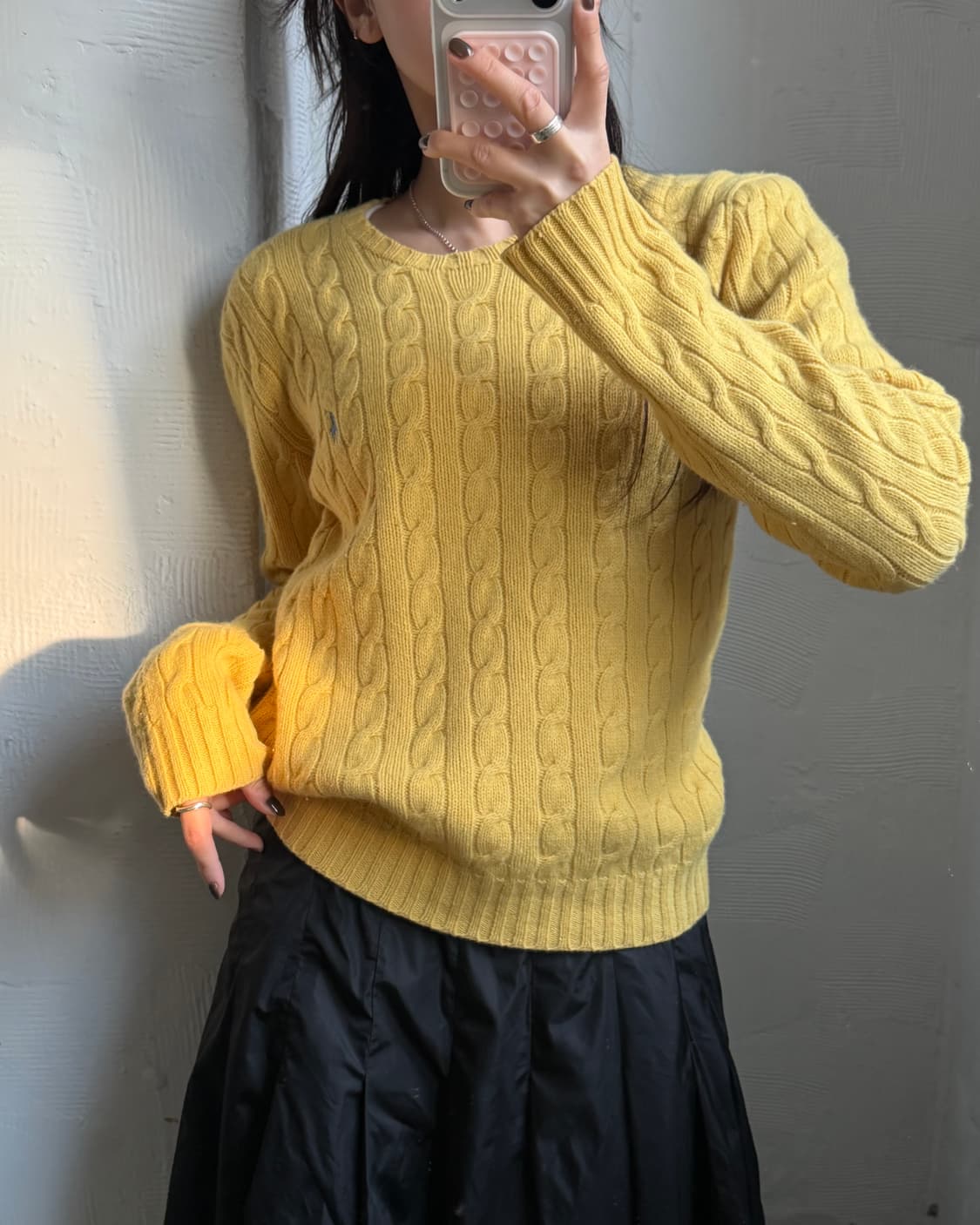 Polo 랄프로렌 옐로우컬러 울캐시미어 케이블 니트 상품이미지6