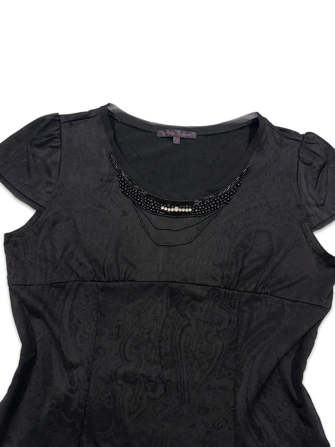 빈티지 블랙 비즈 슬림 반팔티 상품이미지3