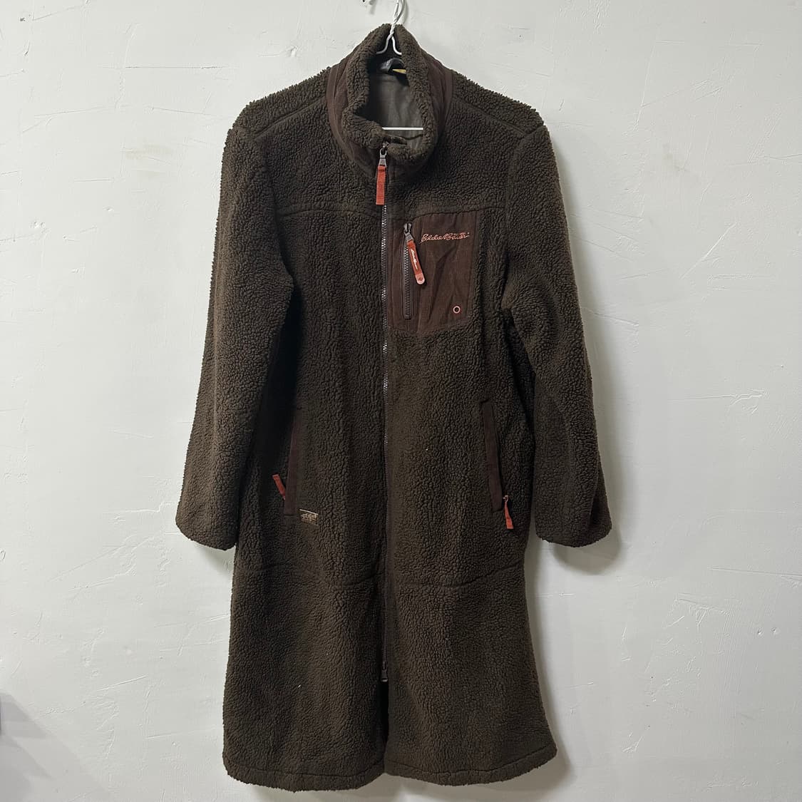 (XL) 에디바우어 브라운 롱 쉐르파 뽀글이 플리스 집업 자켓 상품이미지1