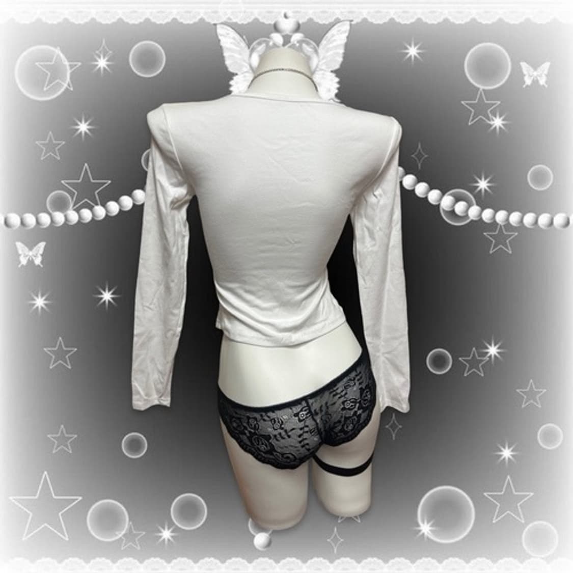 Chain halter neck spider web lace punk t 상품이미지3
