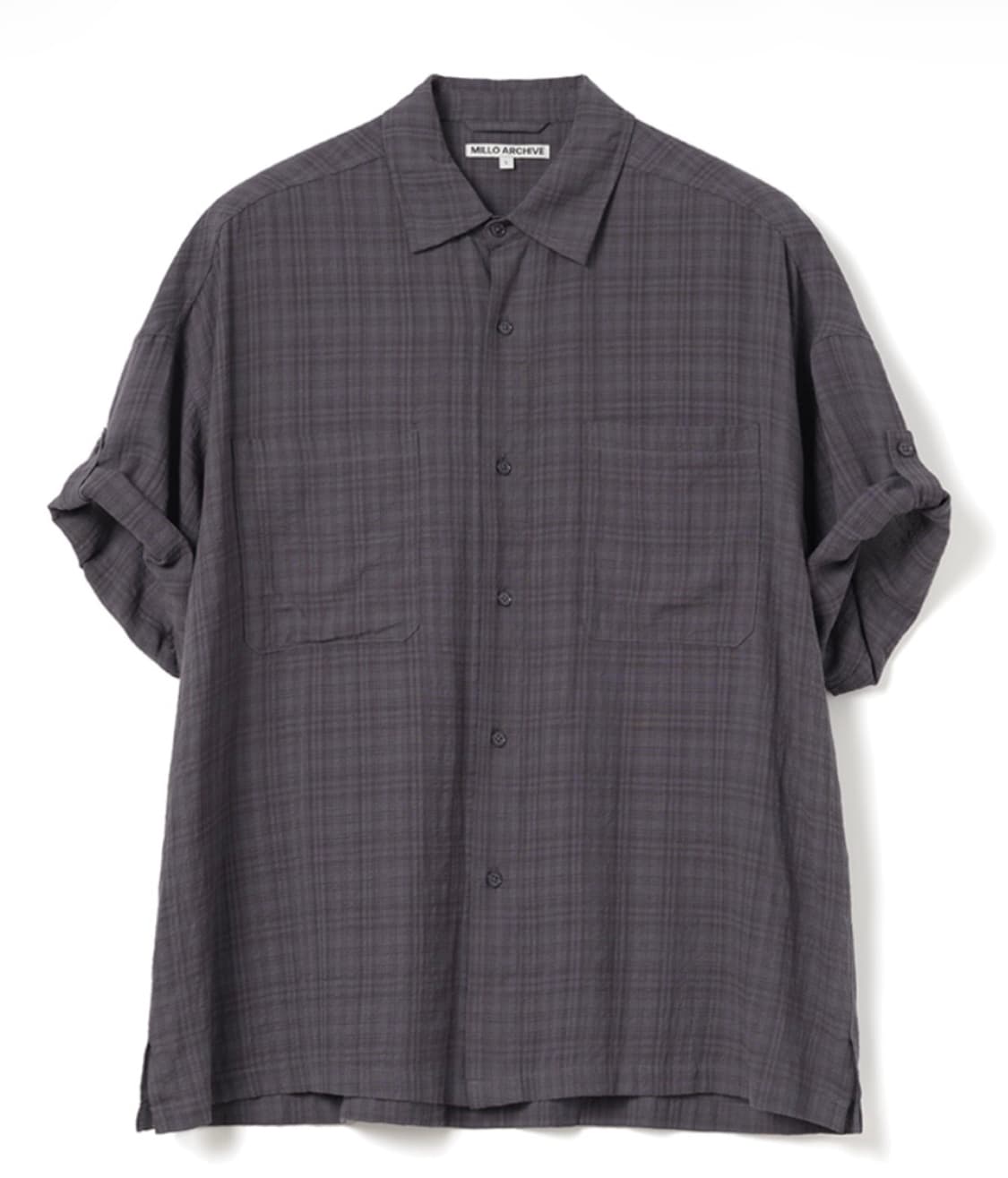밀로 아카이브 링클 체크 롤업 하프 셔츠 빈티지 퍼플 XL 상품이미지1