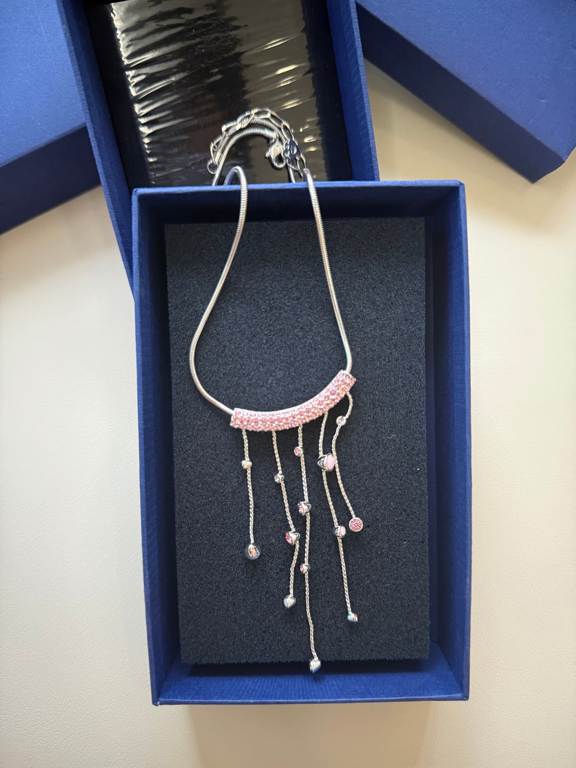 스와로브스키 핑크 드롭 네크리스 실버 목걸이 은 금 골드 다이아 크리스탈 상품이미지1