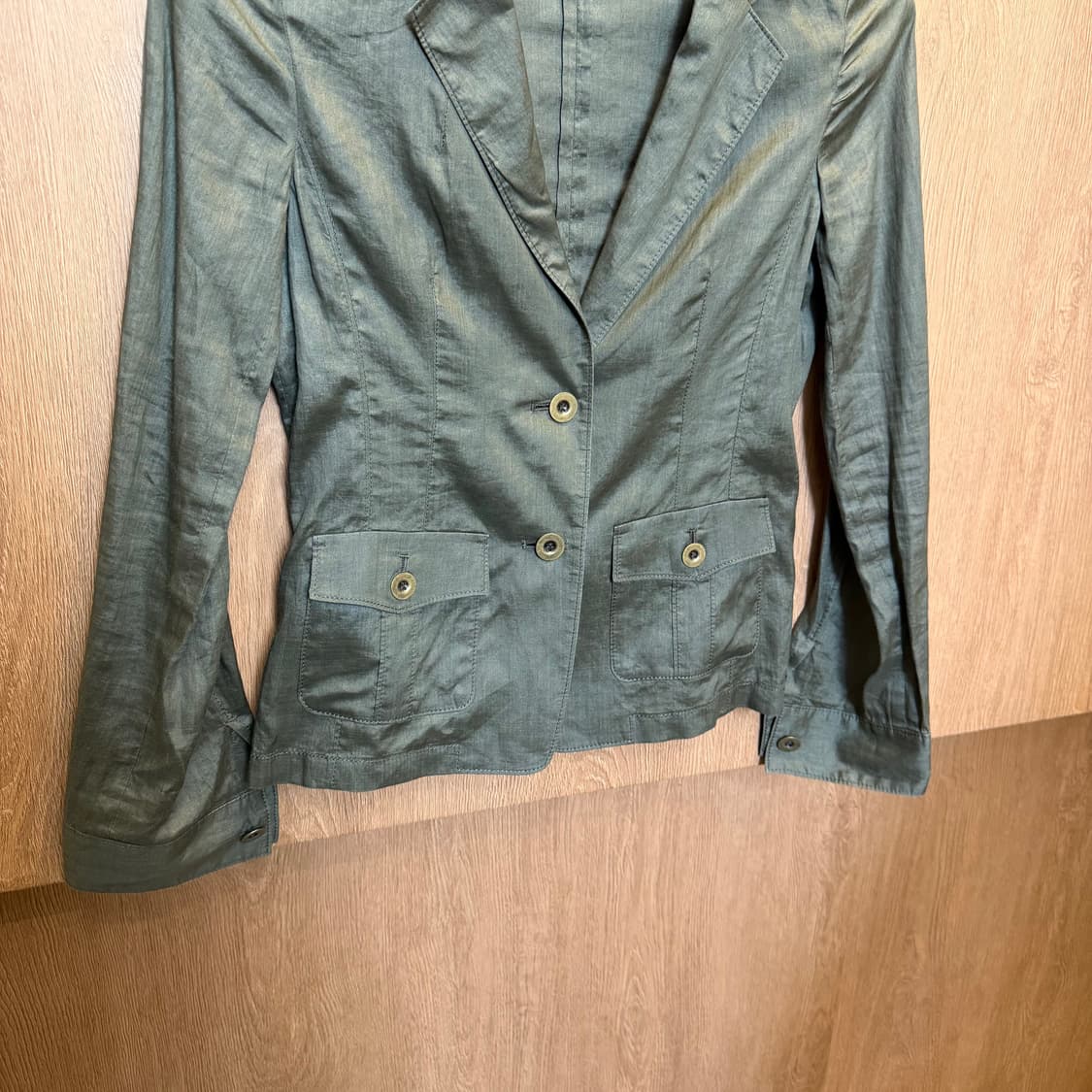 빈티지 테일러드 자켓 투 버튼 플랩 포켓 디테일 슬림핏 카키 상품이미지4