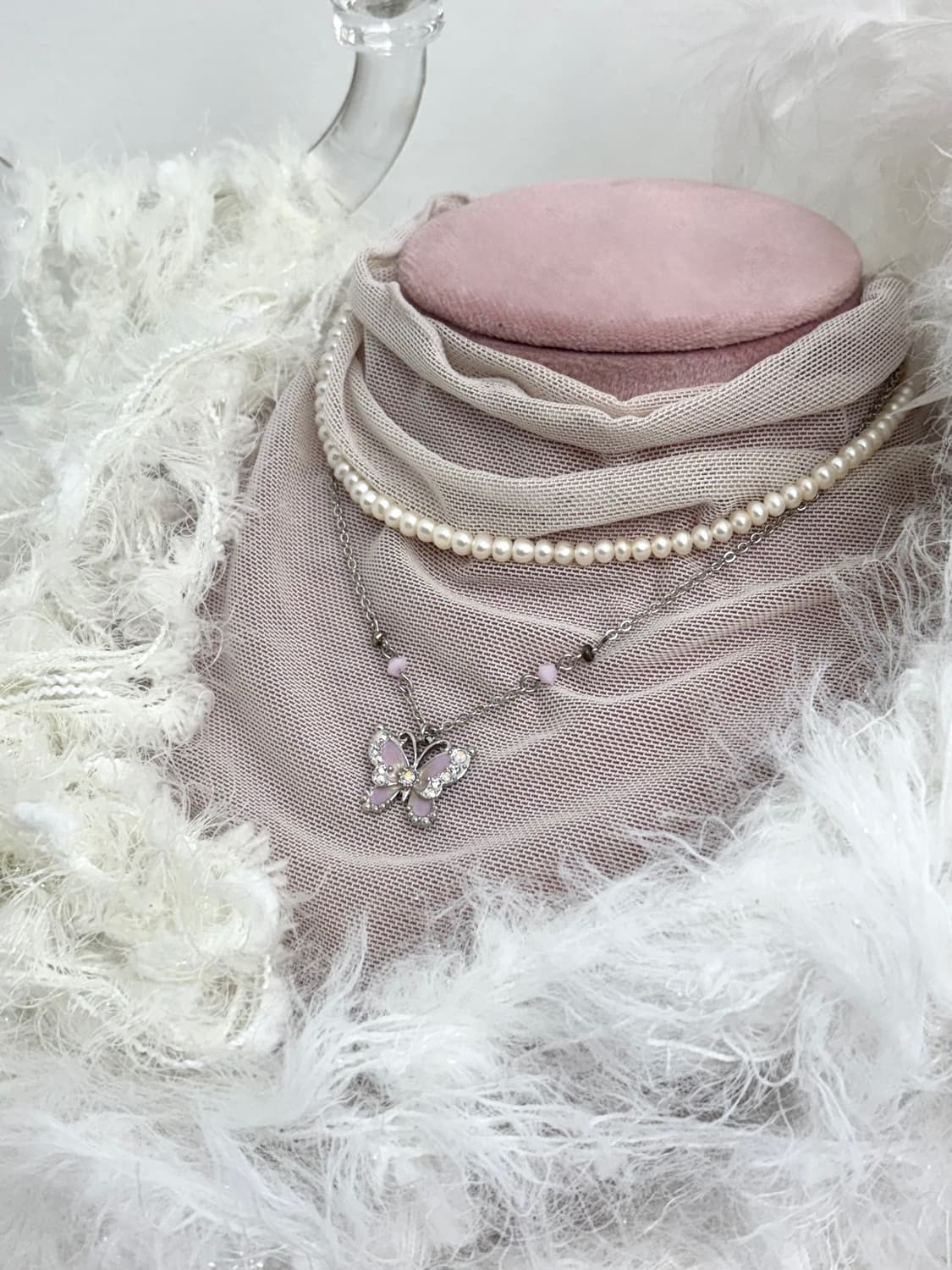 Anna Sui 나비 진주 이중 레이어드 목걸이 상품이미지1