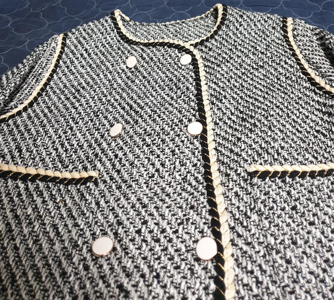 크롭 더블버튼 트위드 자켓 (M) 상품이미지2