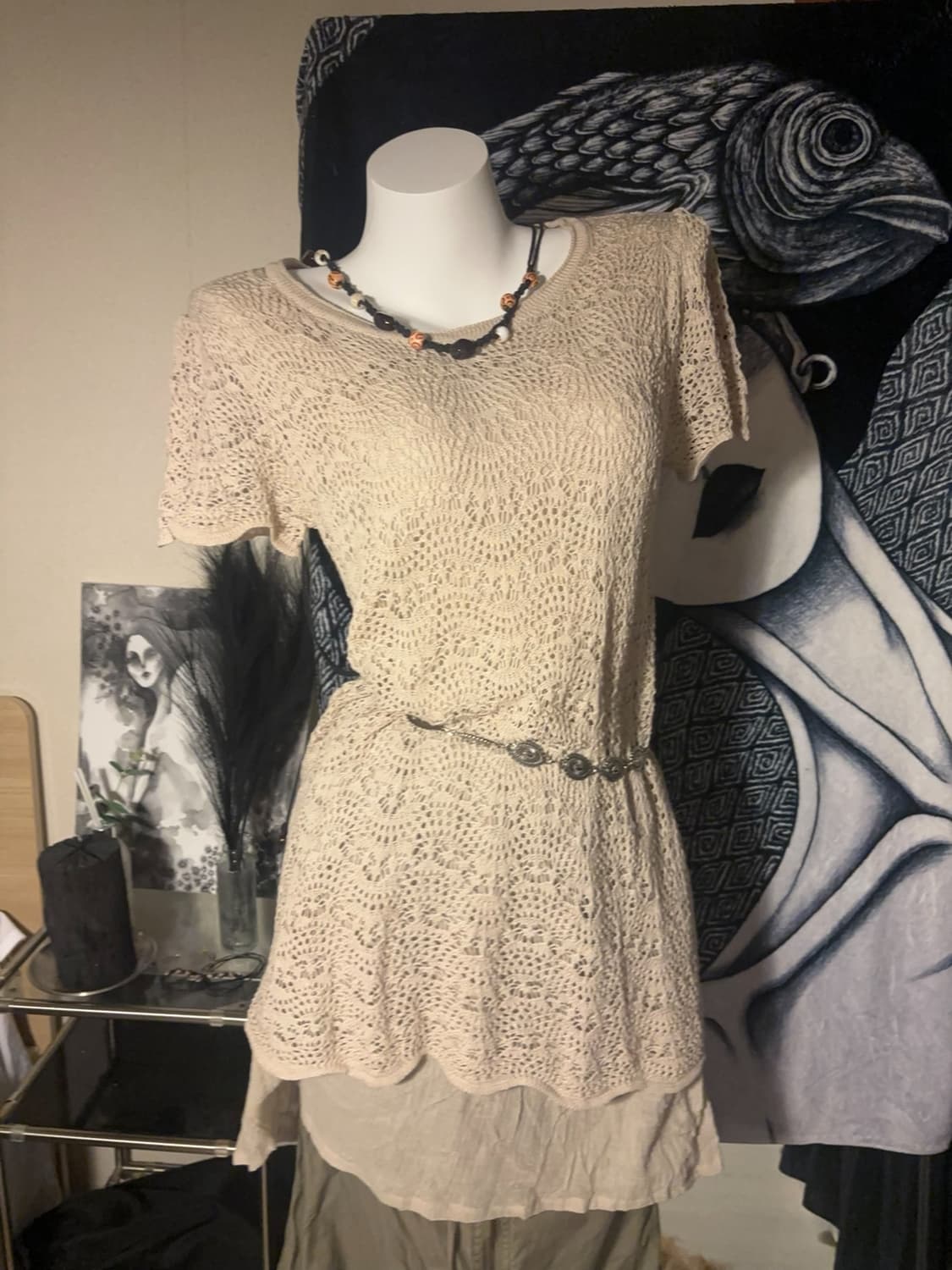Lace Tunic Vintage Short-Sleeved 상품이미지1