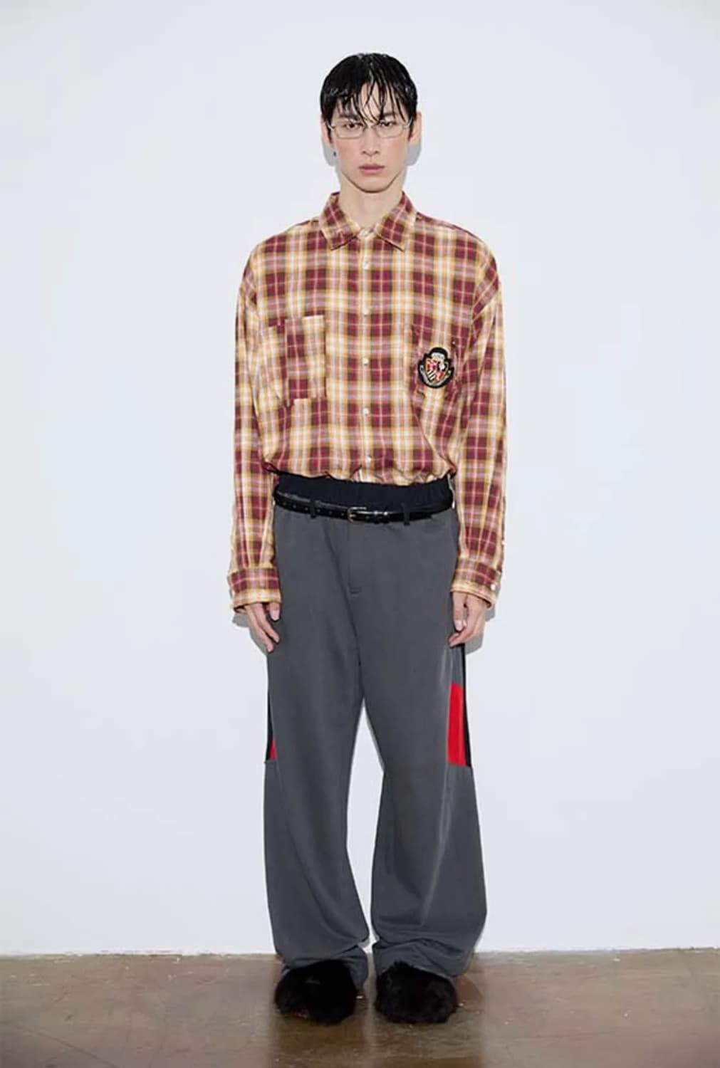 오디너리피플 레드 브라운 체크 셔츠 상품이미지2