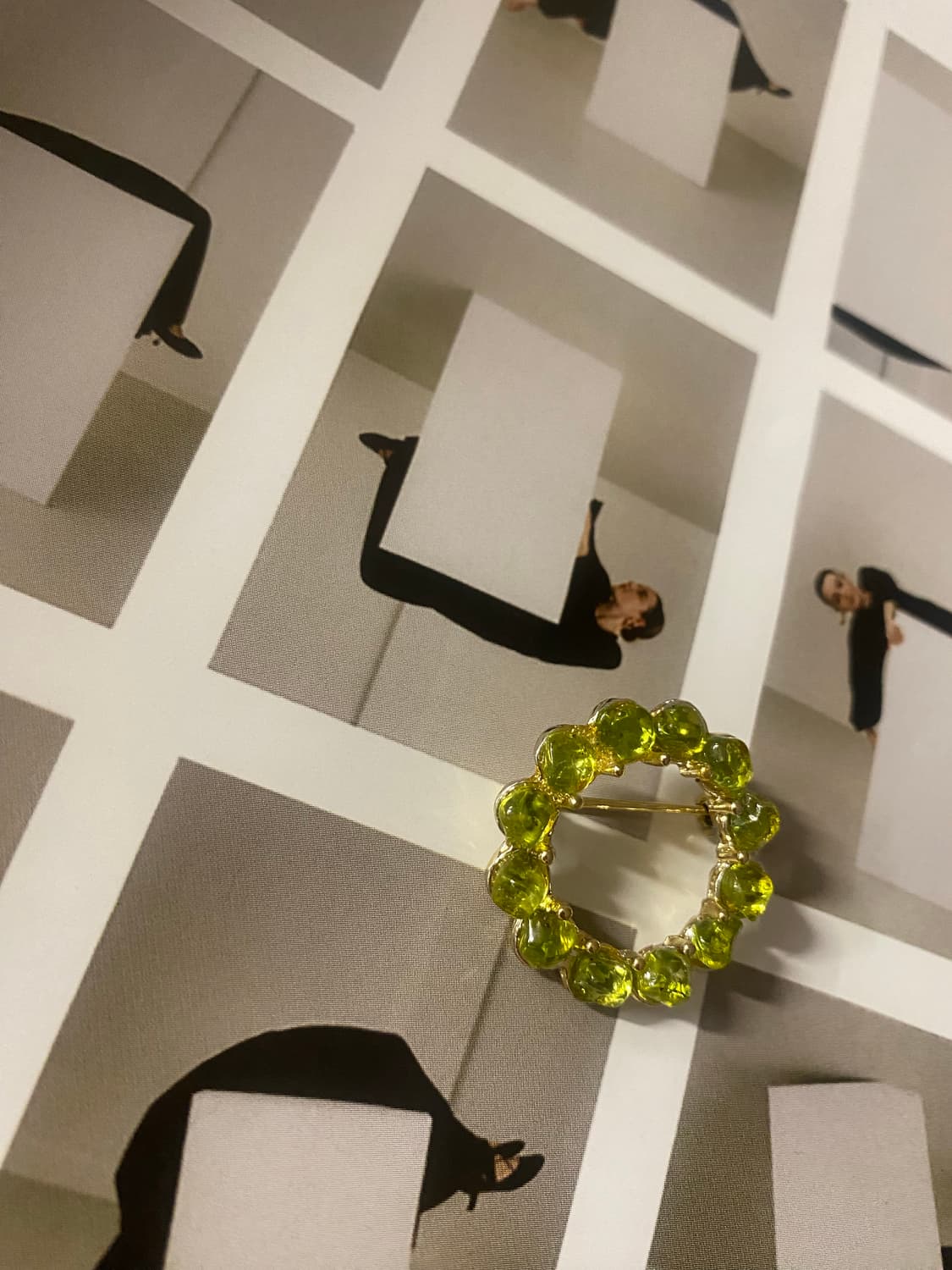 일본 빈티지 라임 글라스 브로치 주얼리 상품이미지4