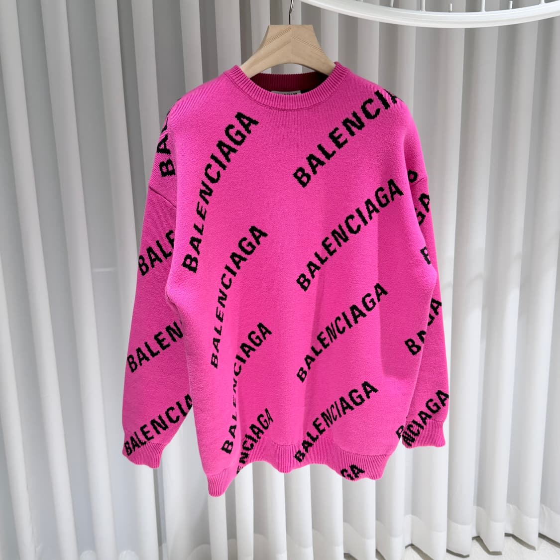(A+/S) / 발렌시아가 울오버 로고 크루넥 니트 핑크 상품이미지3