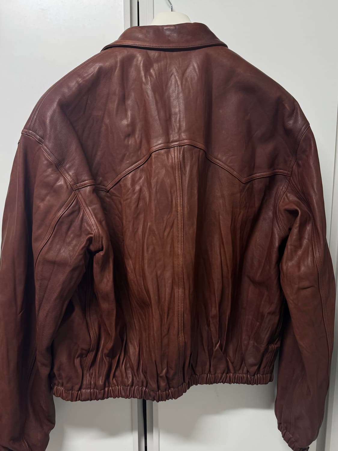 렉토 빈티지 이펙트 레더 점퍼(레드브라운) M 사이즈 상품이미지5