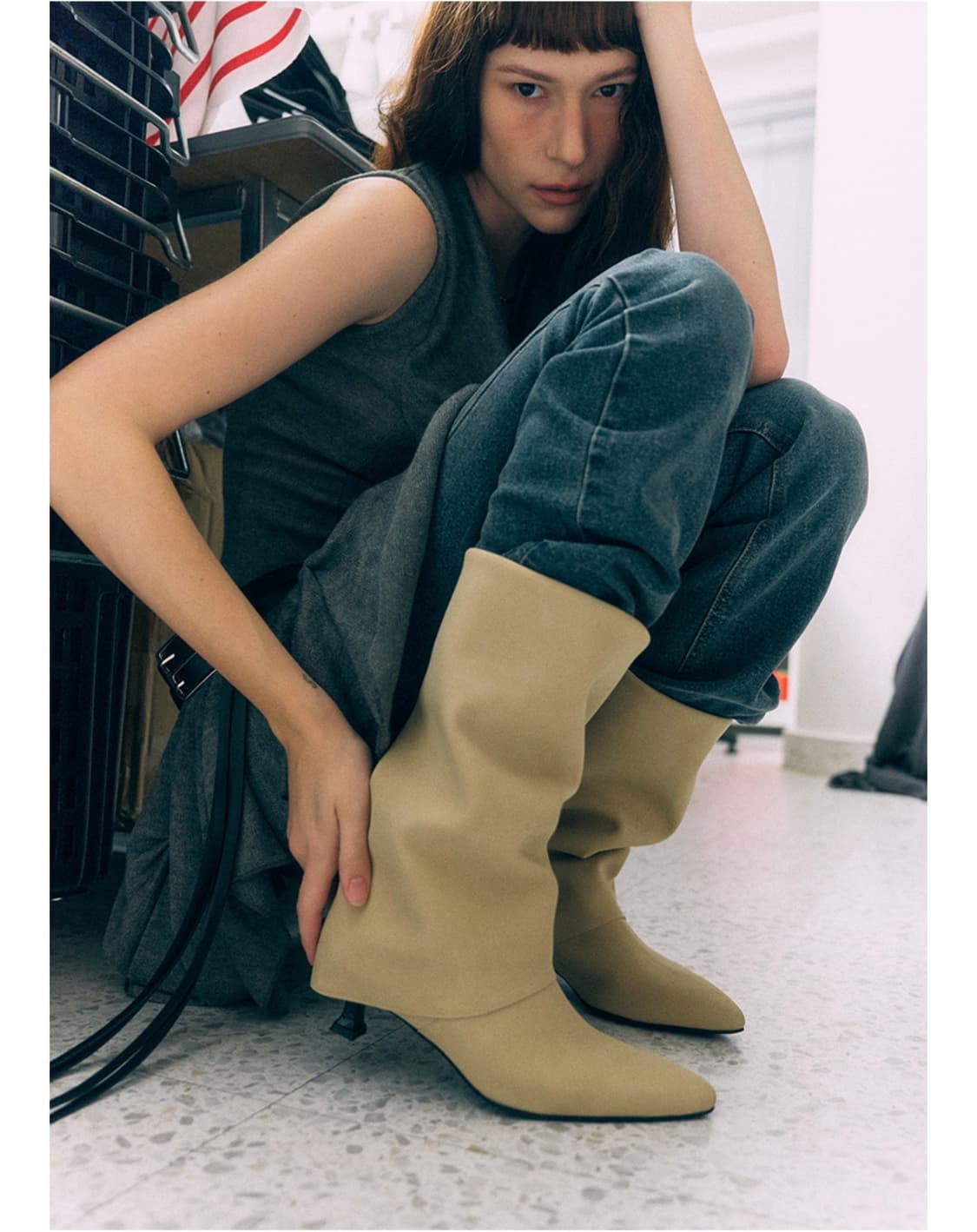 무드나잇 데인 키튼힐 폴딩부츠 sand beige 245 상품이미지1