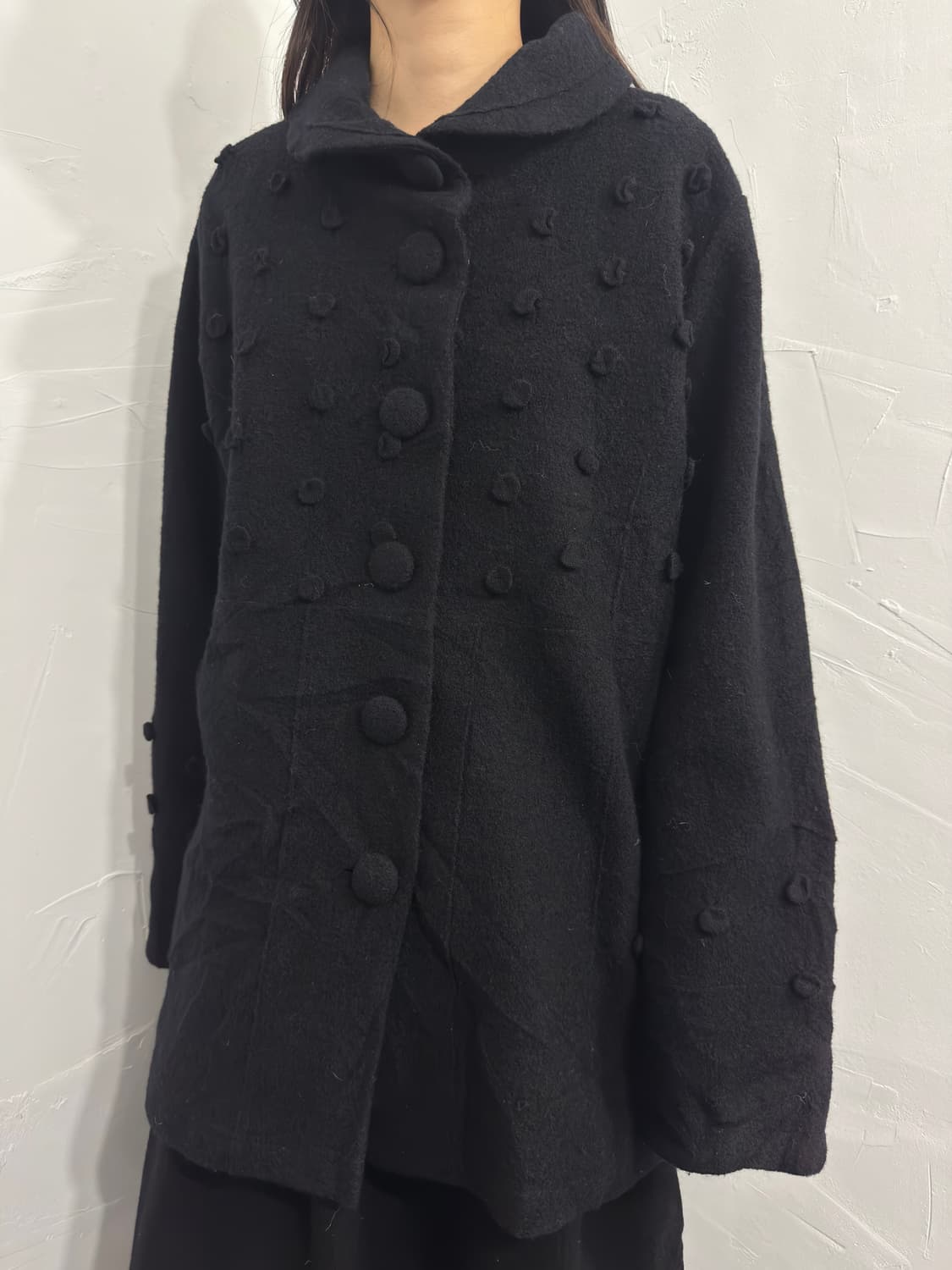 acheter dot design button wool coat 상품이미지3