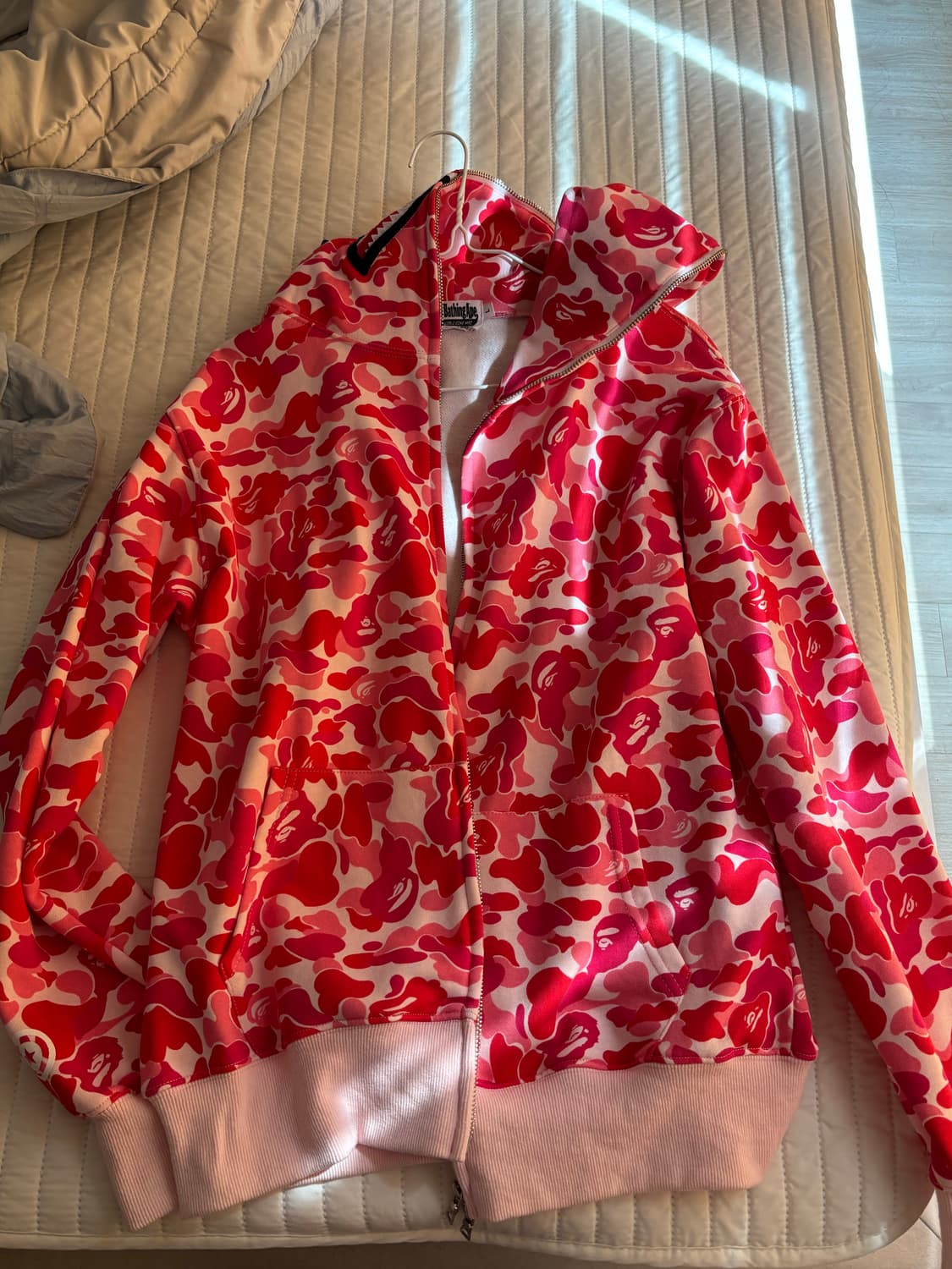 베이프 핑크 후드집업 판매 L사이즈 상품이미지2