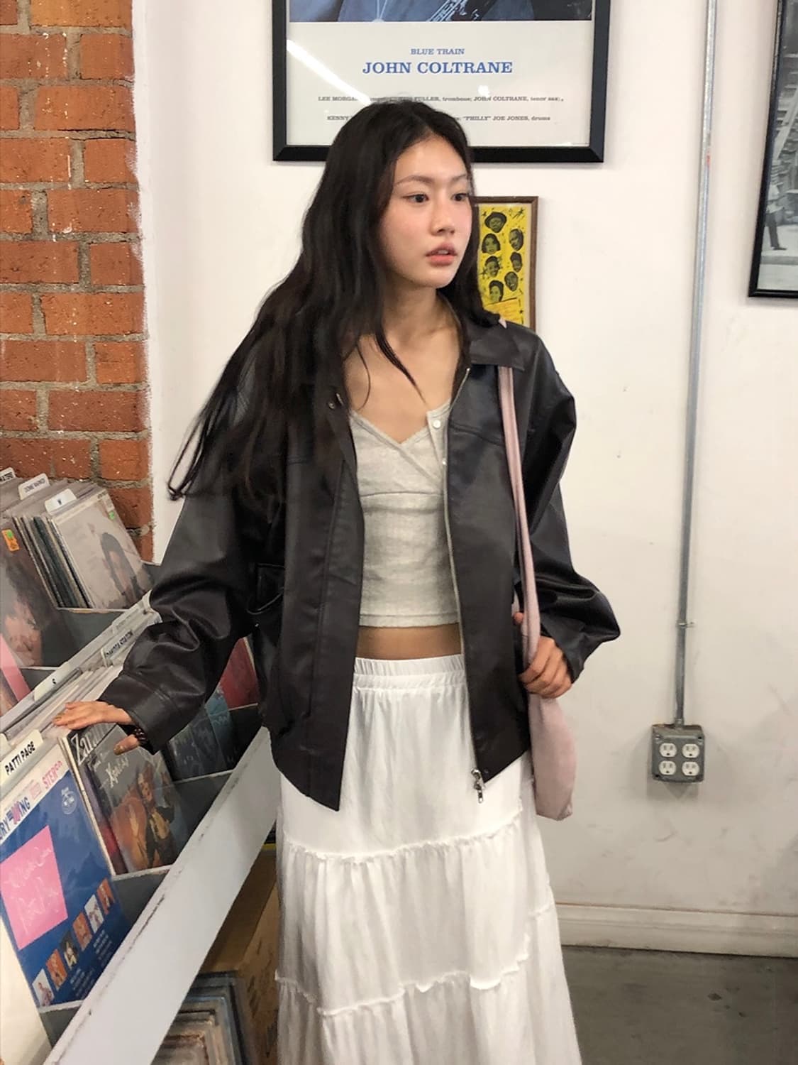 언더비 mayvi 와이드 레더 자켓 브라운 가죽자켓 새상품 F 상품이미지2
