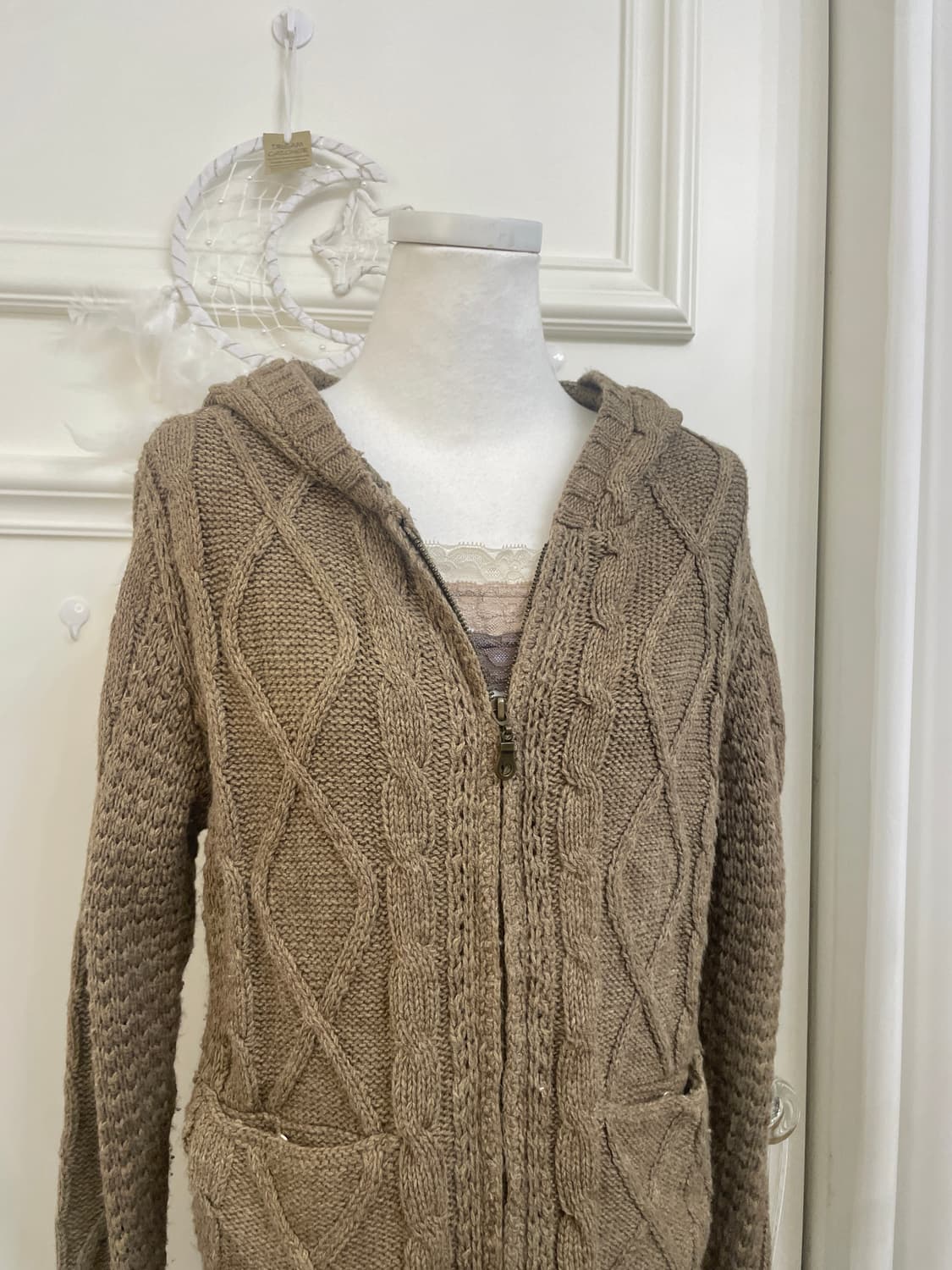 vintage brown twist pocket point hoodie- 상품이미지5