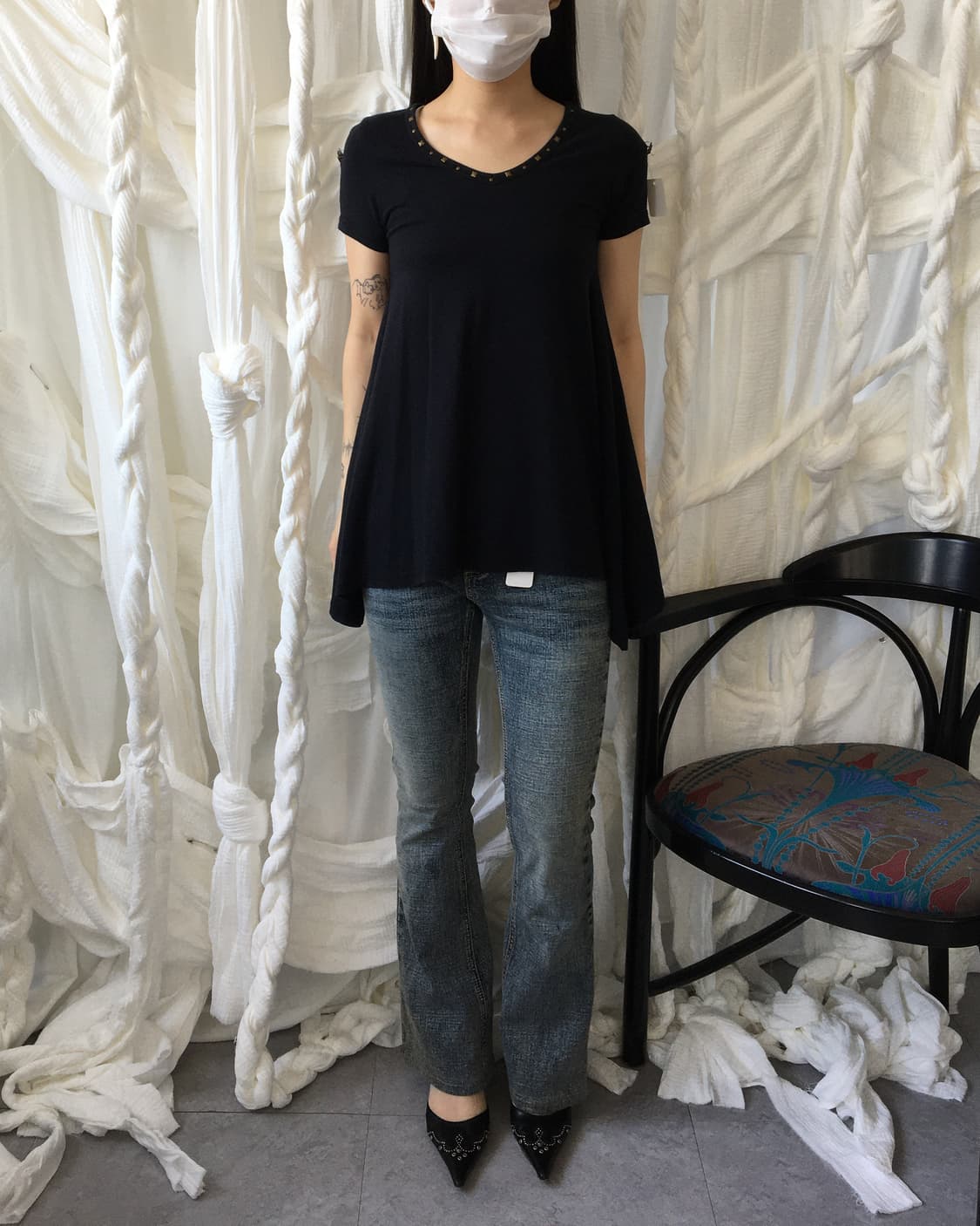 Stud point unbalanced t shirt 상품이미지6