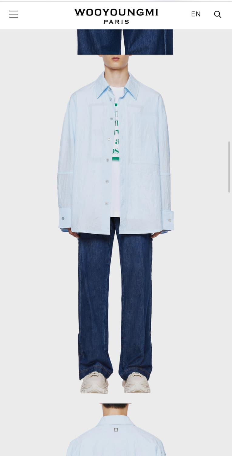 우영미 21SS 크링클 셔츠 블루 50사이즈 상품이미지6