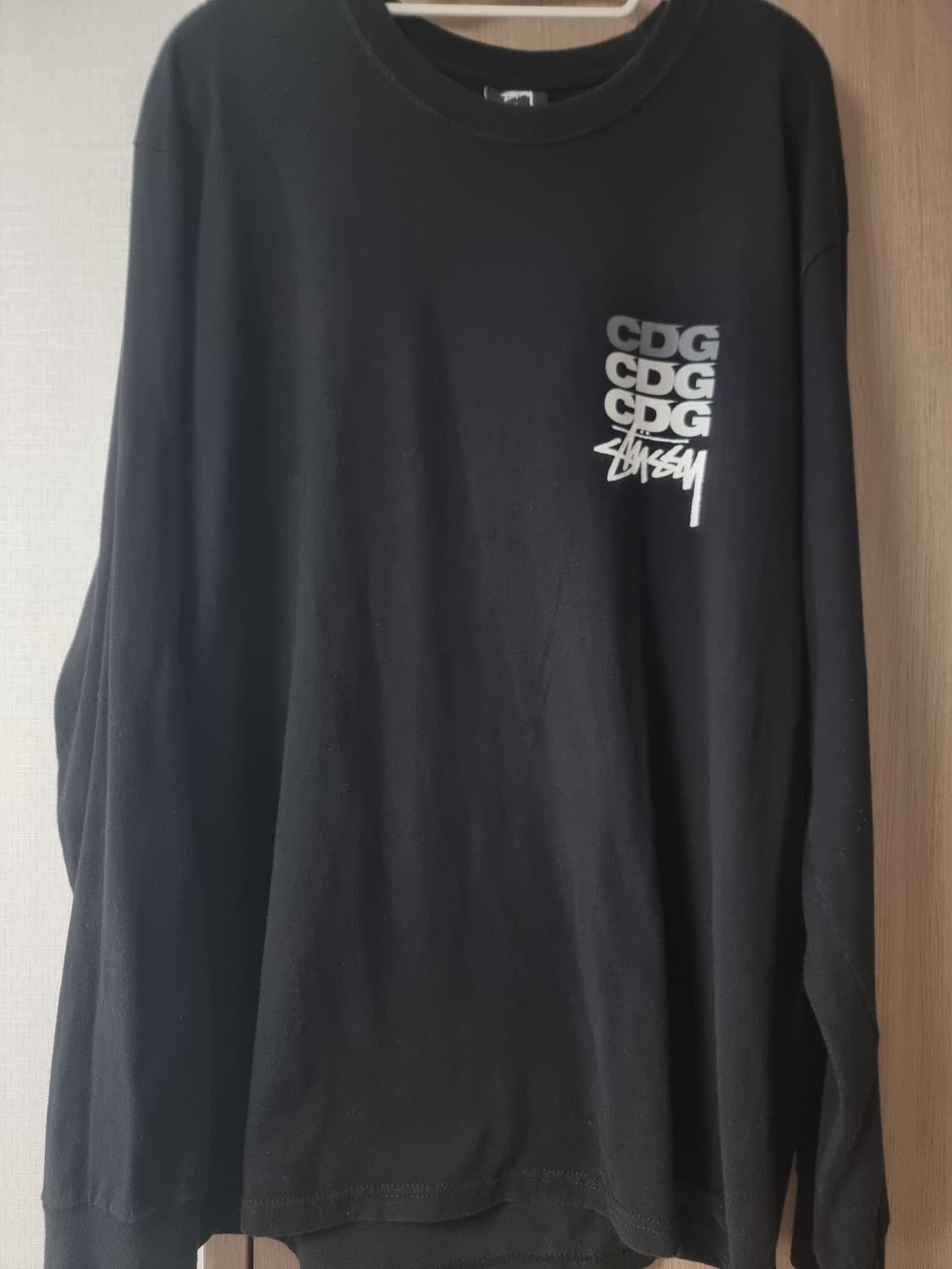 L 스투시 x CDG 닷 롱슬리브 티셔츠 블랙 상품이미지1