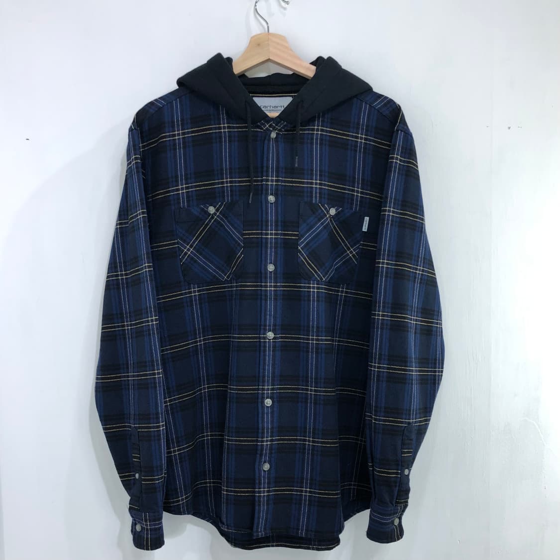 칼하트 블루 체크 셔츠 후드자켓 상품이미지3