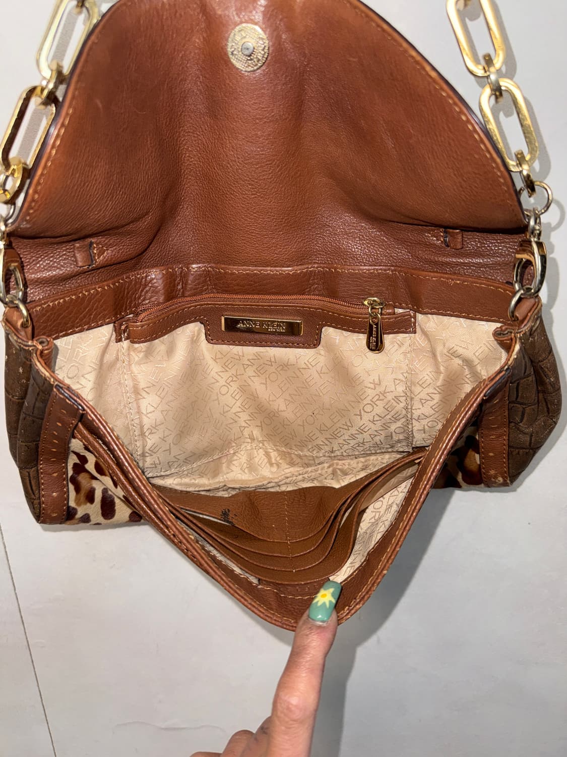 Anne Klein brown leopard chain 숄더백  상품이미지5