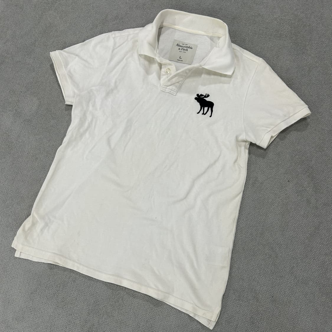 아베크롬비 화이트 반팔 폴로티 L 상품이미지1