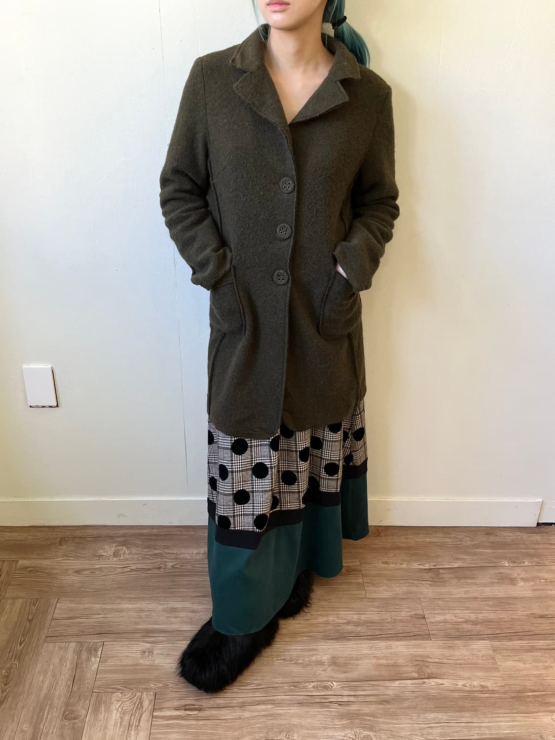 ELEONORA 올리브 카키 울 코트 상품이미지6