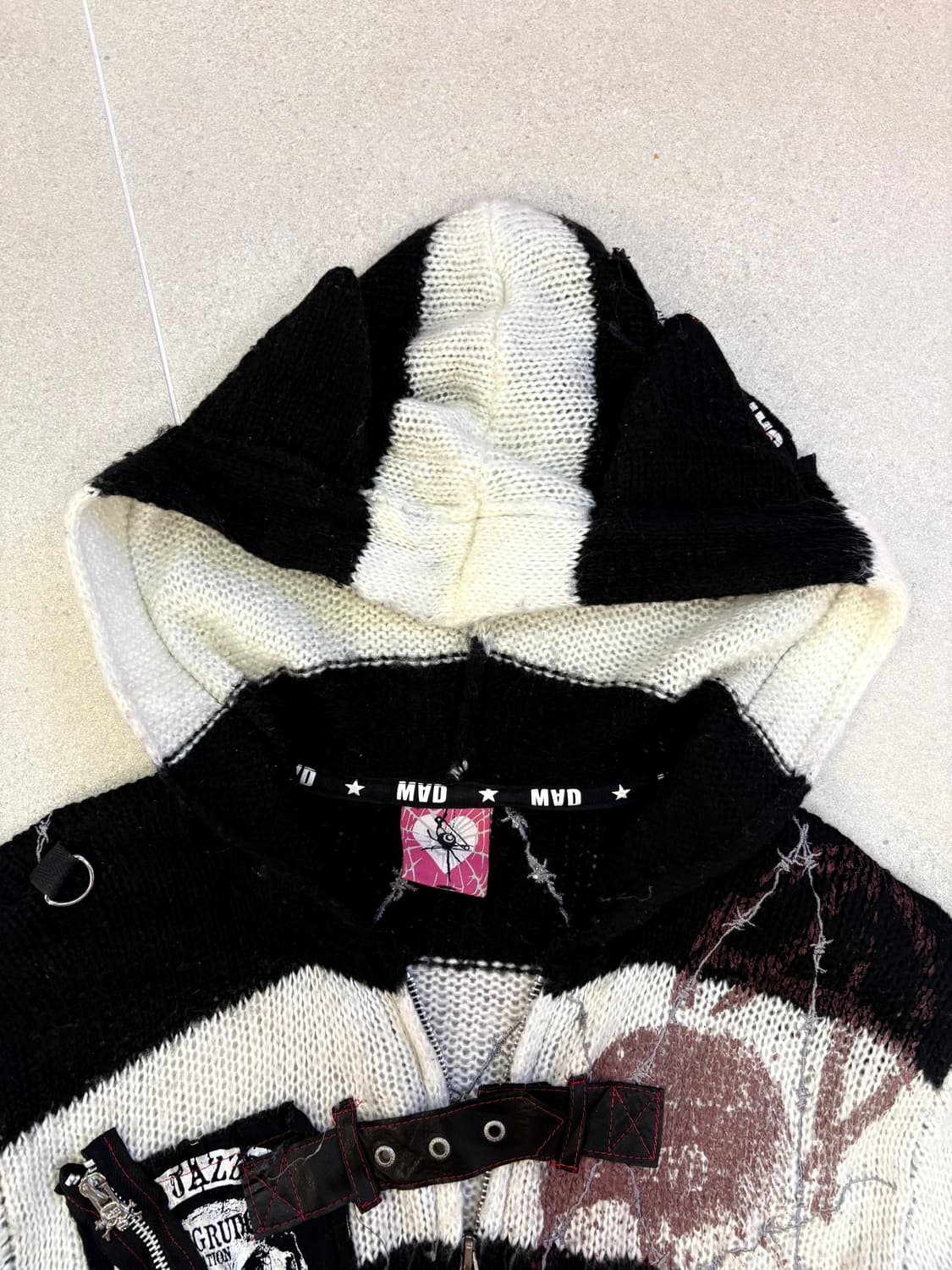 매드펑크 단가라 고양이 후드집업 상품이미지4